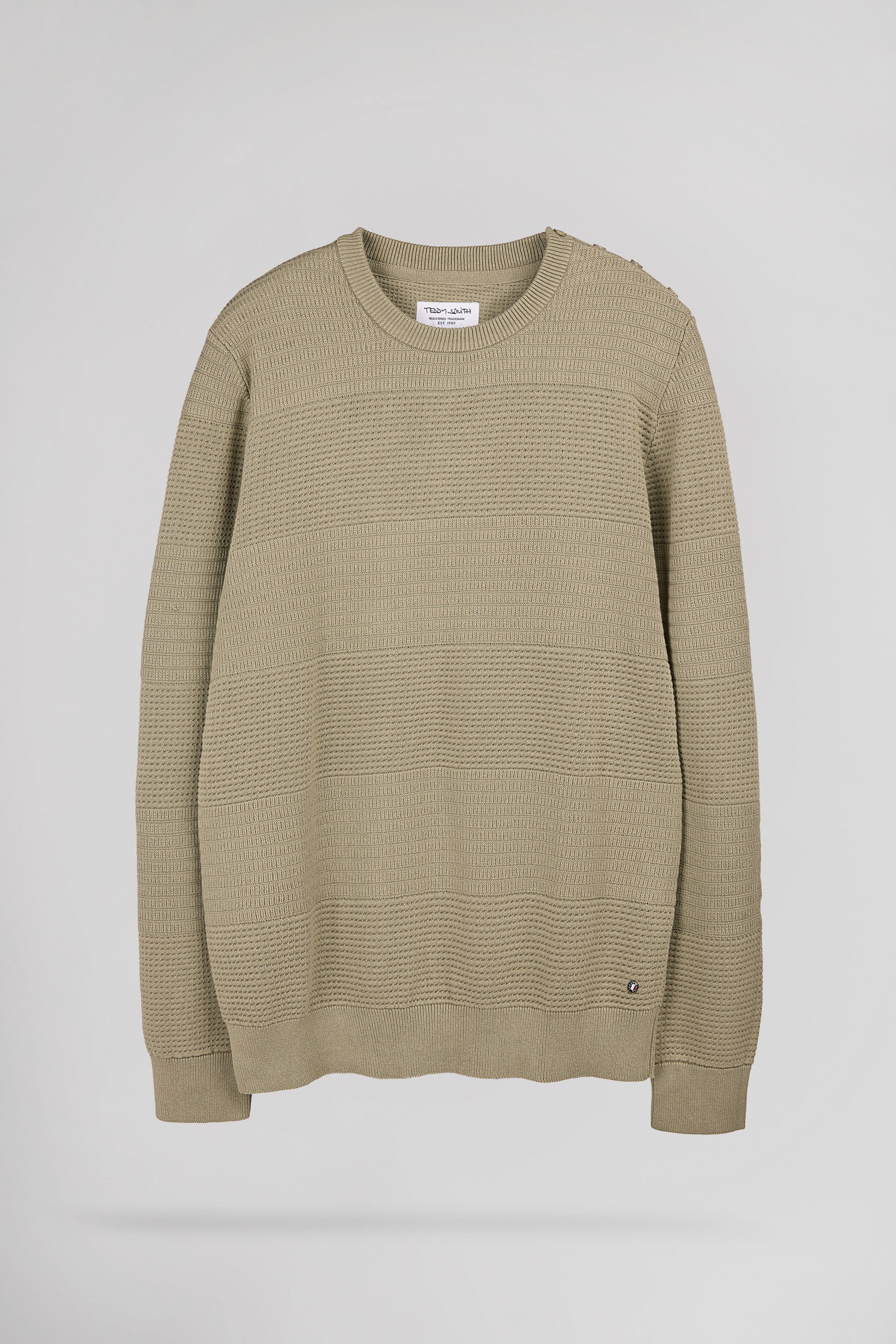 Teddy Smith P-Roni pull col rond bleach kaki