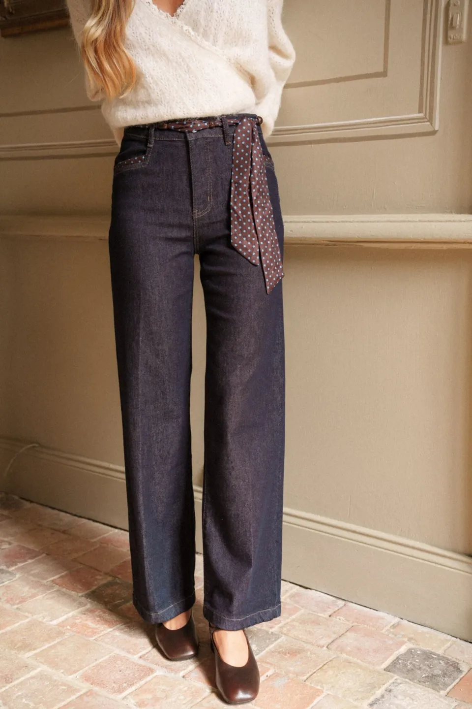 Maison Onado Léon jean wide brut à pois