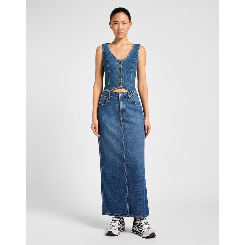 Lee Side Slit Maxi Skirt jupe 28W Weekend Chill denim
