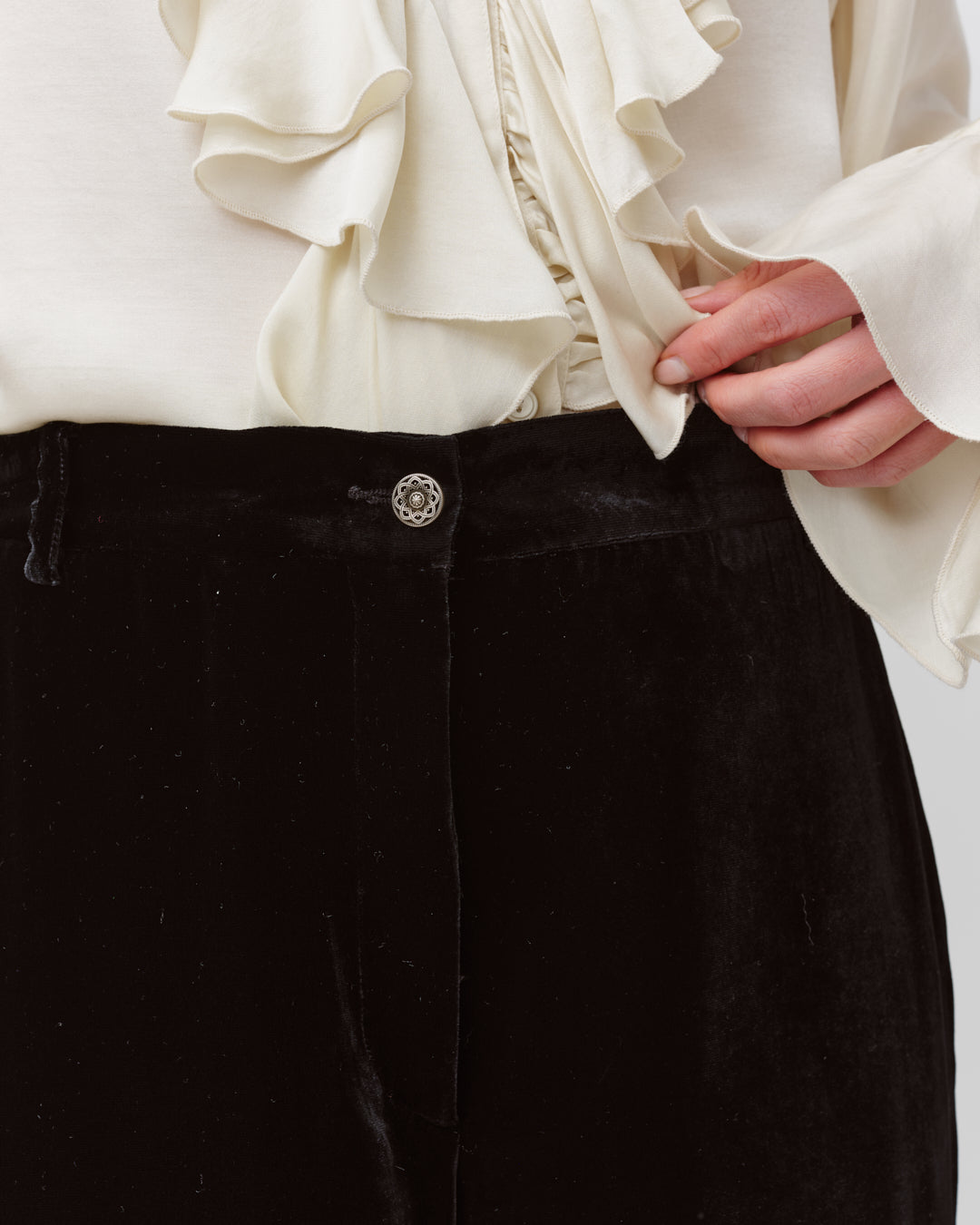 DIEGA PIEDRO pantalon velours noir coupe ample
