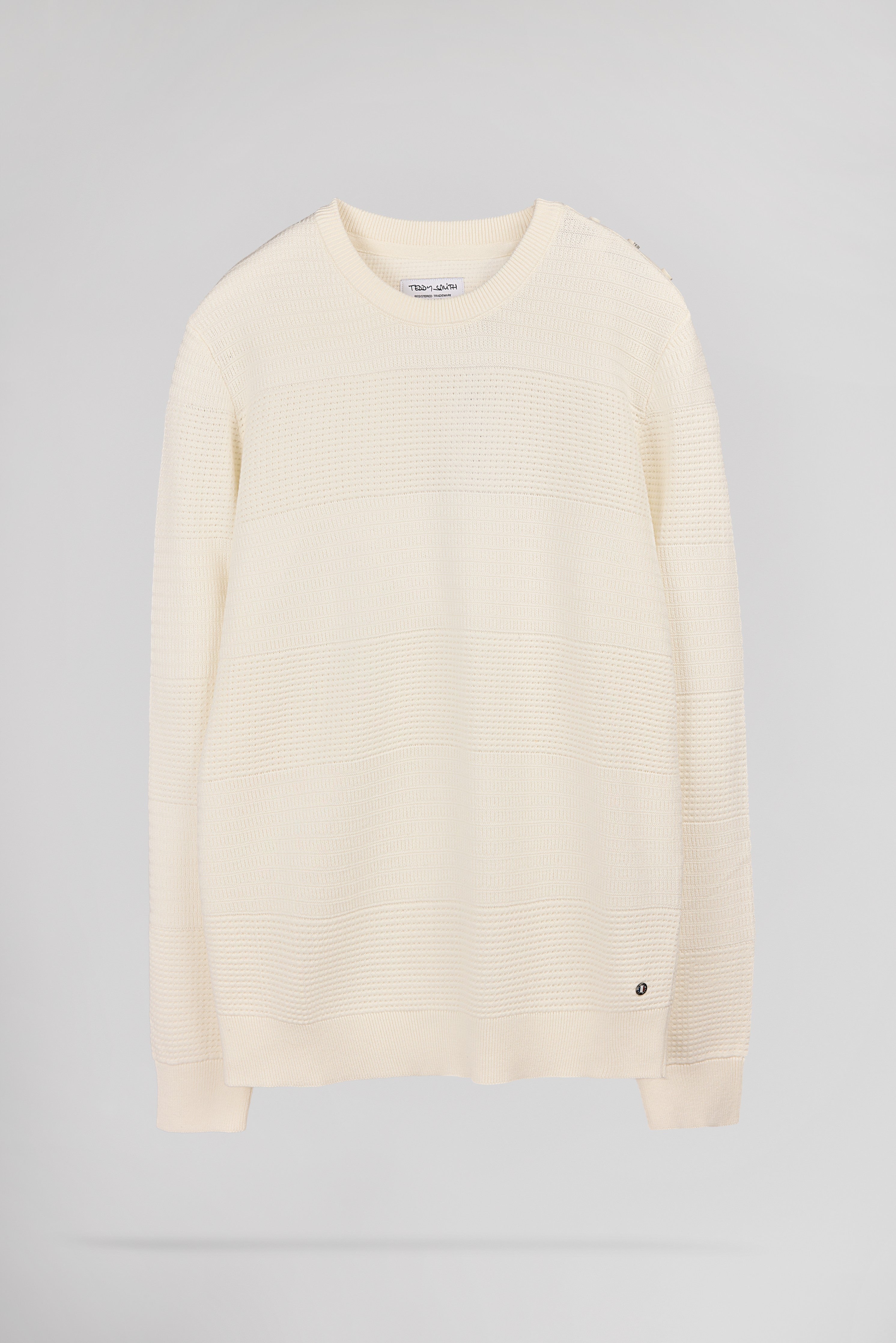 Teddy Smith P-Roni pull blanc cassé col rond coton