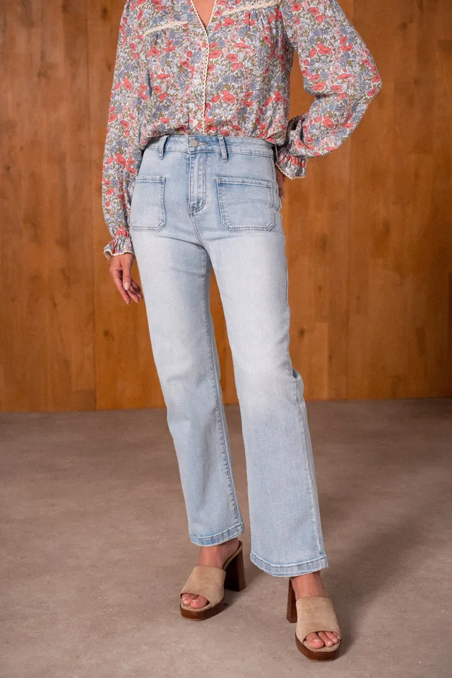 Maison Onado Carla jean wide leg bleu clair droit