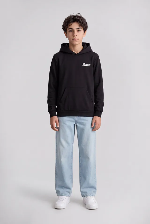 Teddy Smith S-Company Hoody JR sweat capuche garçon noir coton
