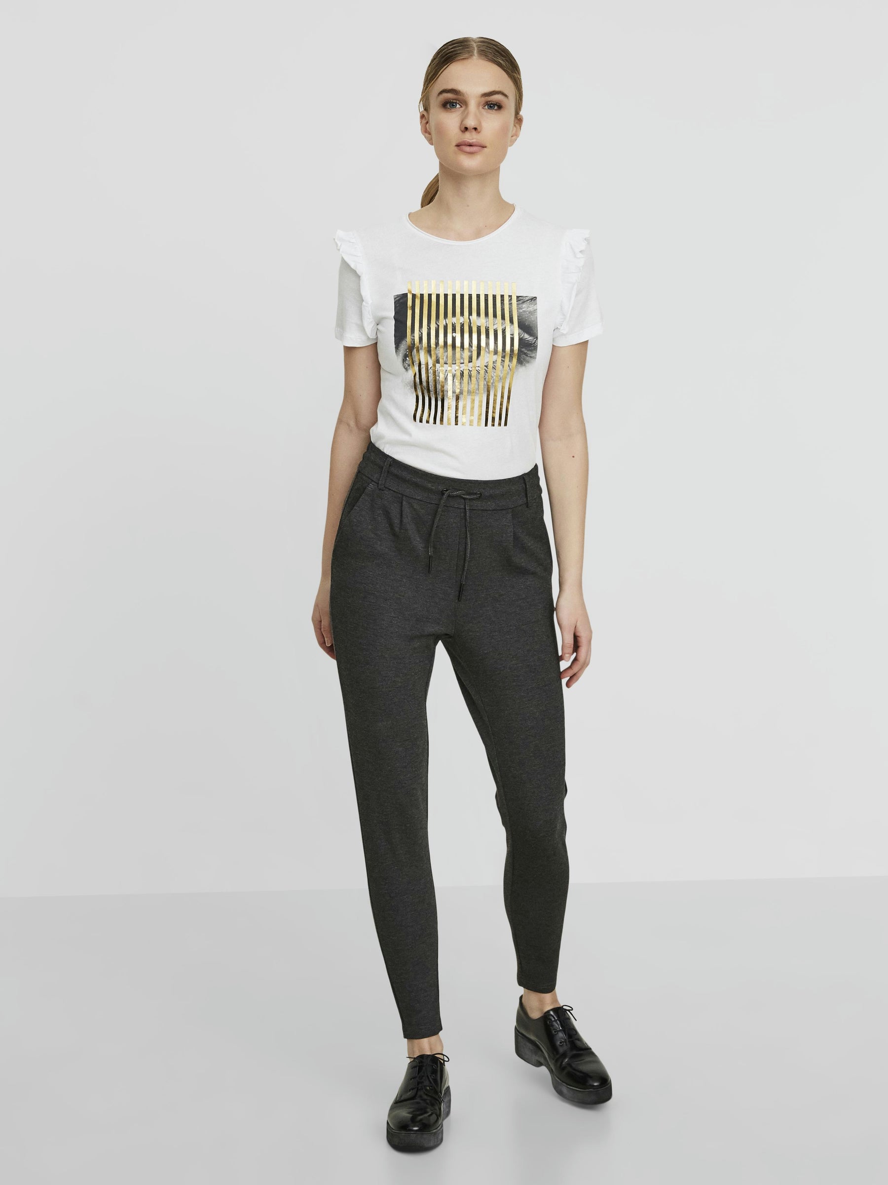 Noisy May NW pantalon à cordon taille normale coton