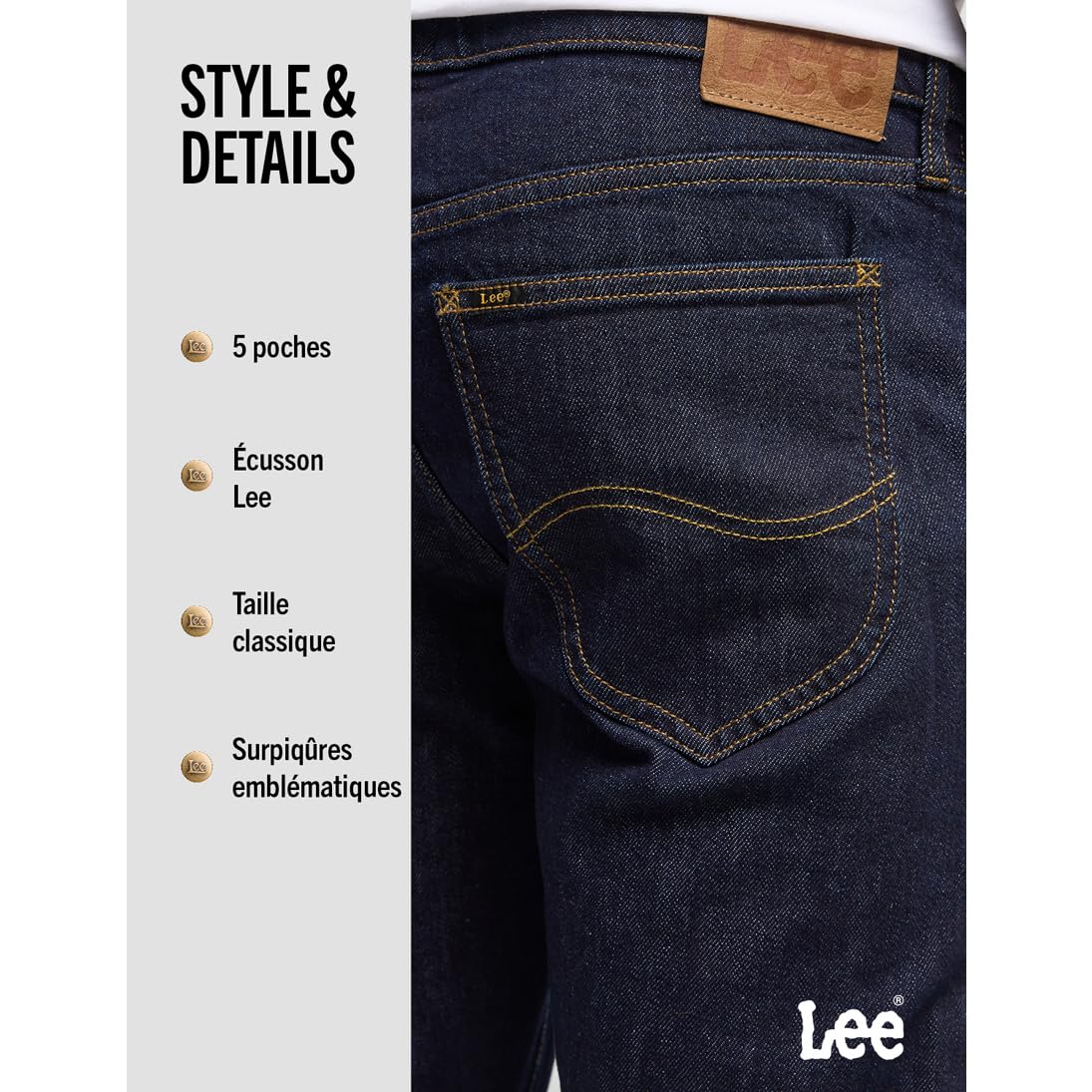 Lee Daren Zip Fly jean homme droit Rinse 32W/32L