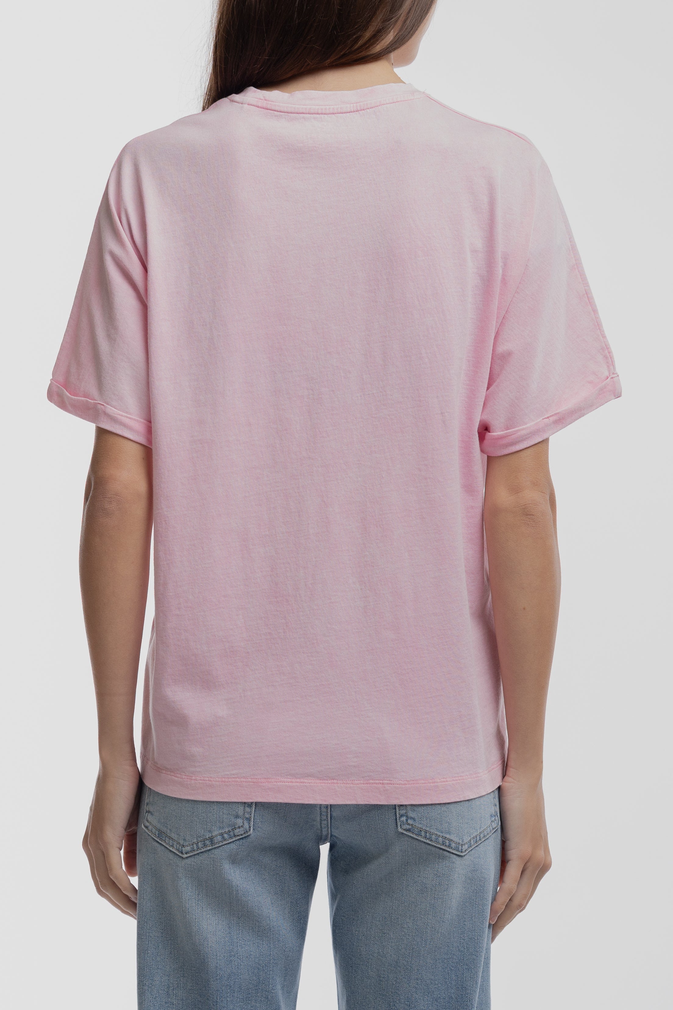 Teddy Smith T-Glitter MC t-shirt oversize rose bonbon