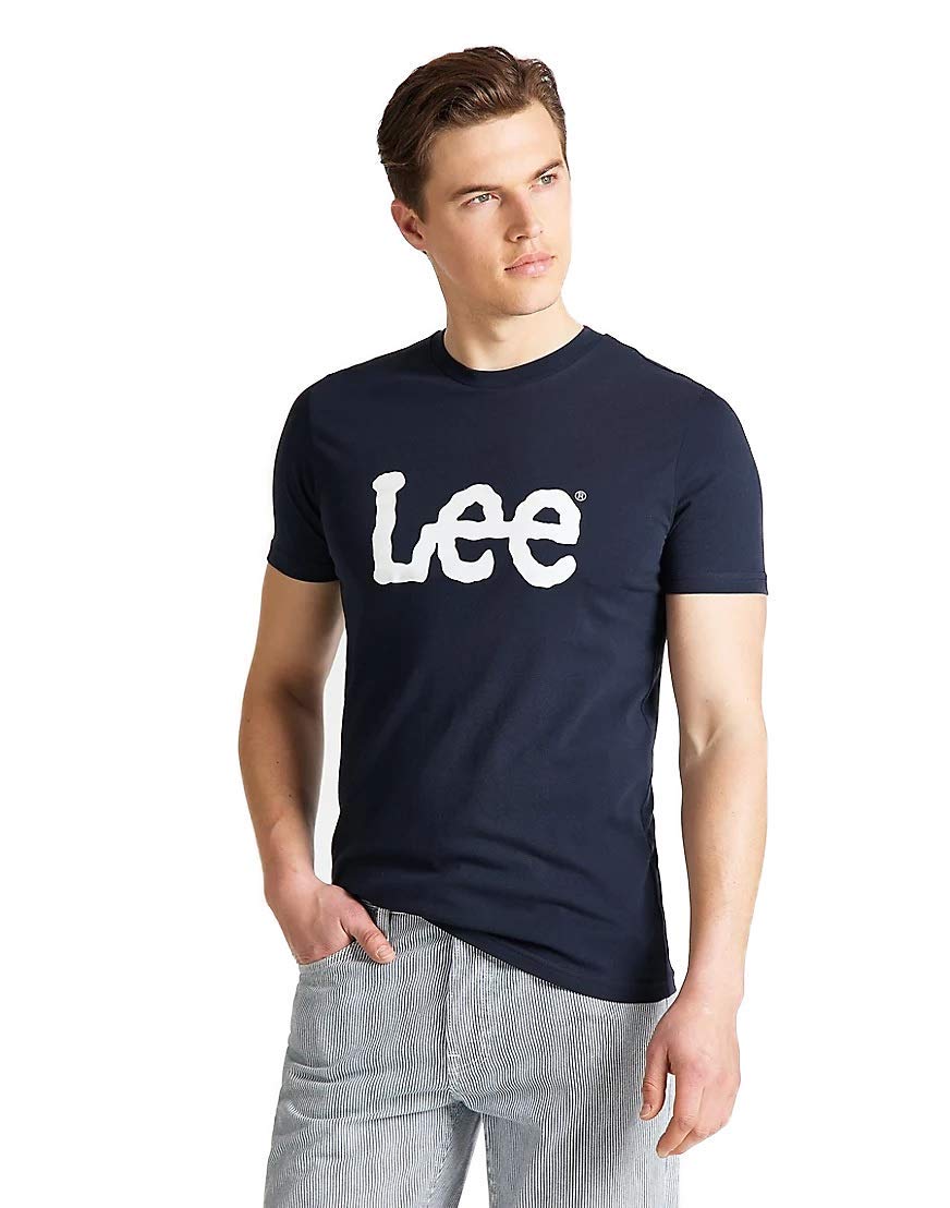 Lee Wobbly Logo Tee t-shirt Navy Drop coton