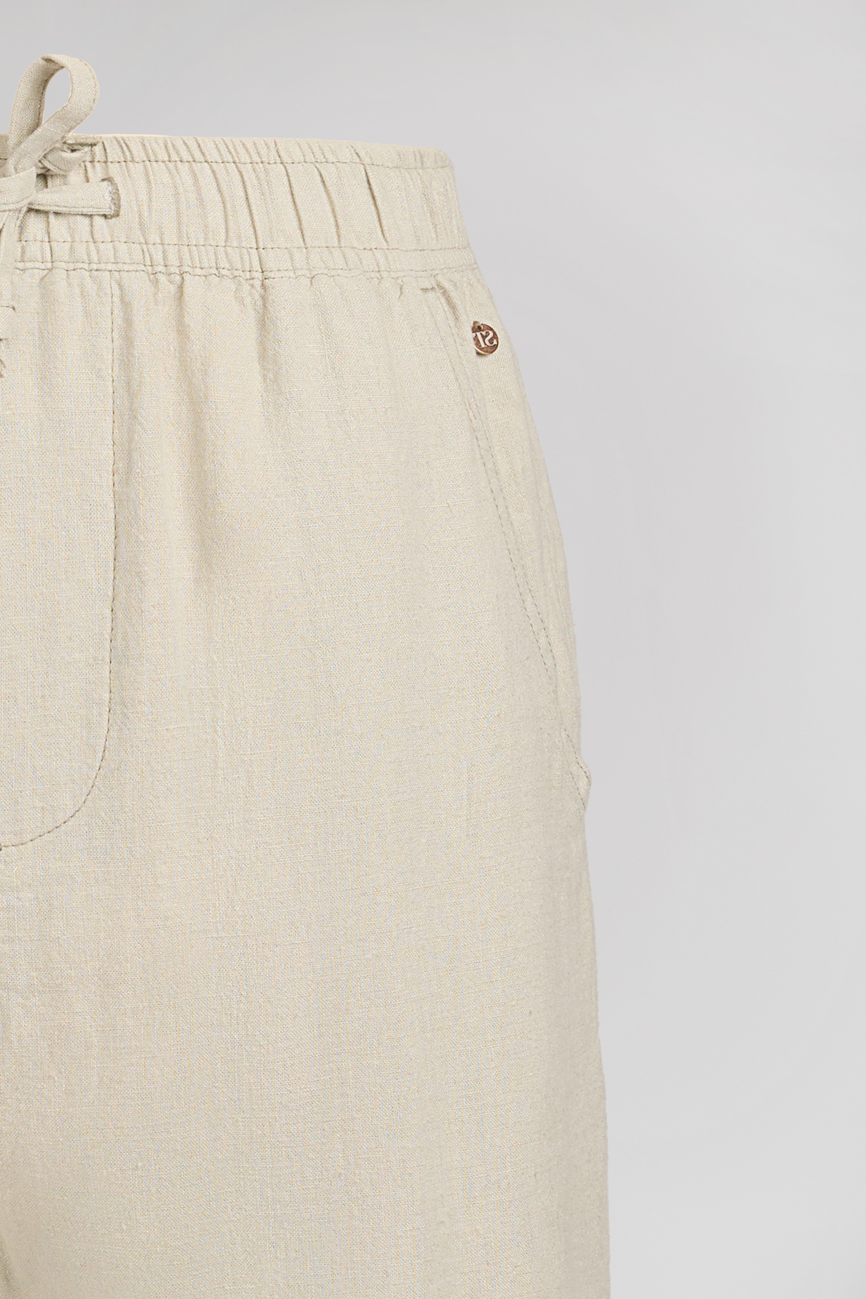 Teddy Smith P-Joan Wide pantalon lin fille grège