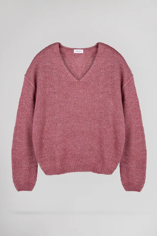 Teddy Smith P-Maggie pull col V framboise foncé