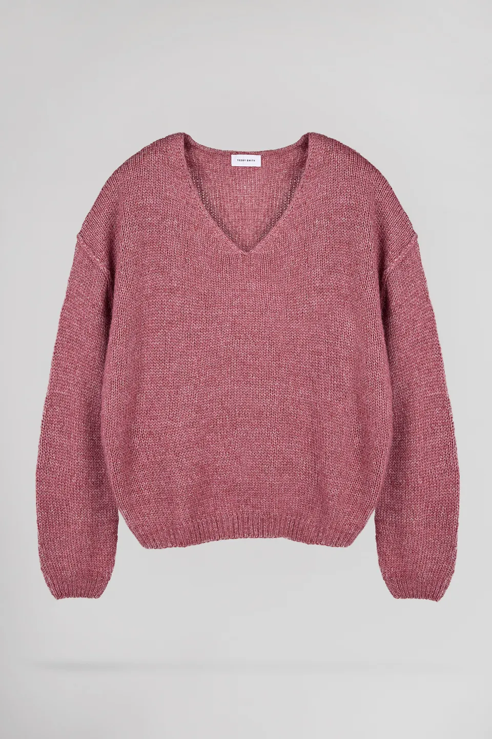 Teddy Smith P-Maggie pull col V framboise foncé