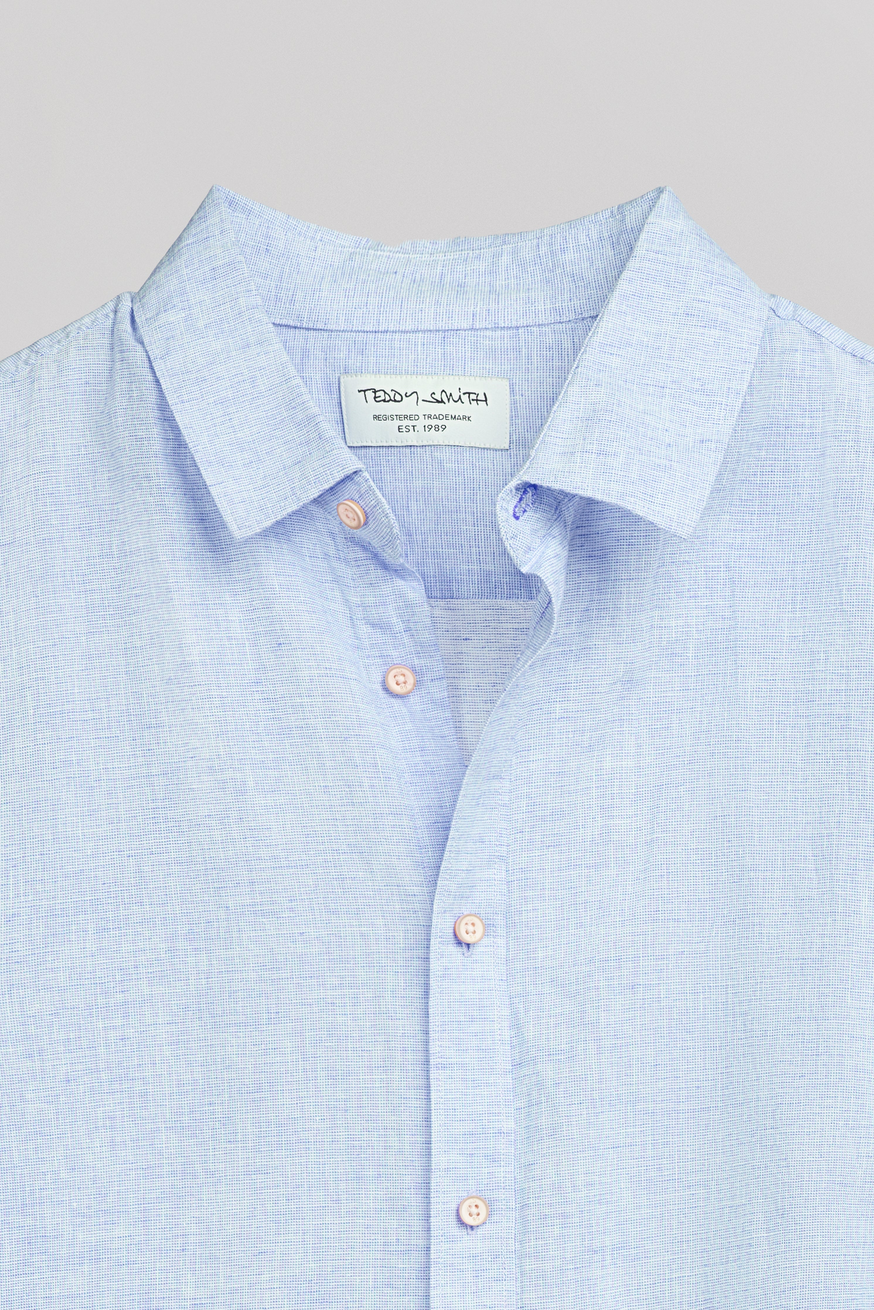 TEDDY SMITH C-PIETRO MC chemise bleu clair lin coton