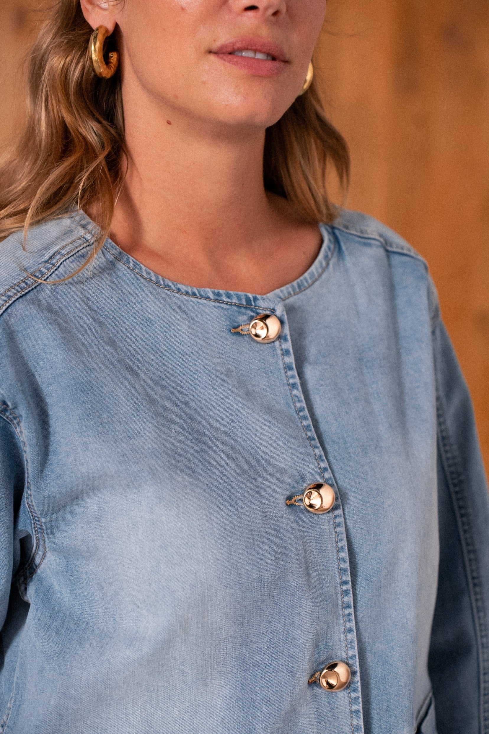Maison Onado Clarisse veste denim délavé coupe droite
