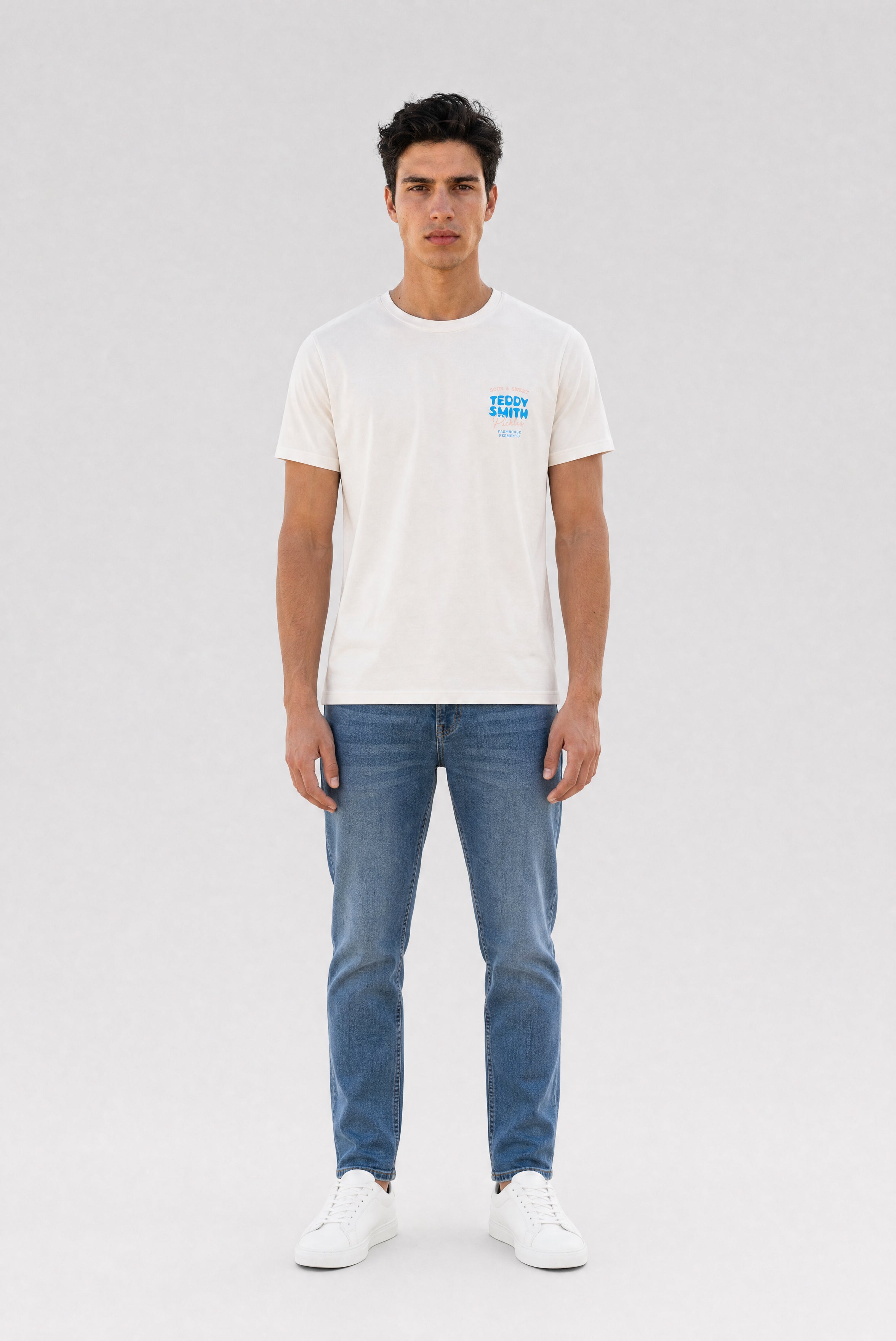 Teddy Smith T-Pickles MC t-shirt blanc cassé imprimé