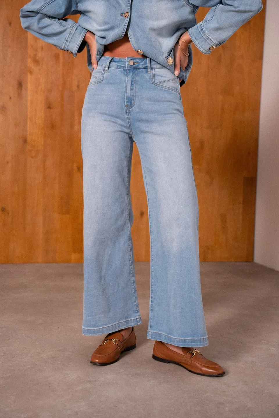 Maison Onado Oféliane jean wide leg délavé clair coton