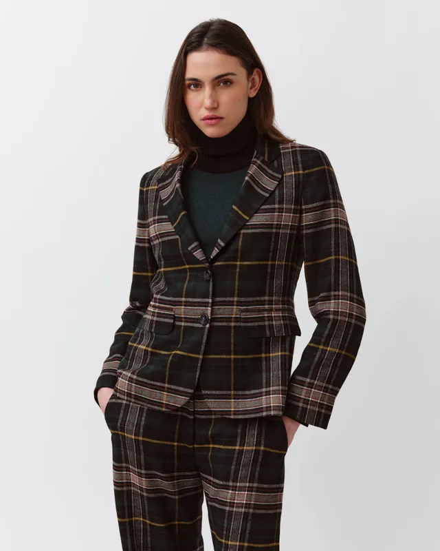 DIEGA VILAO veste carreaux noir vert brique