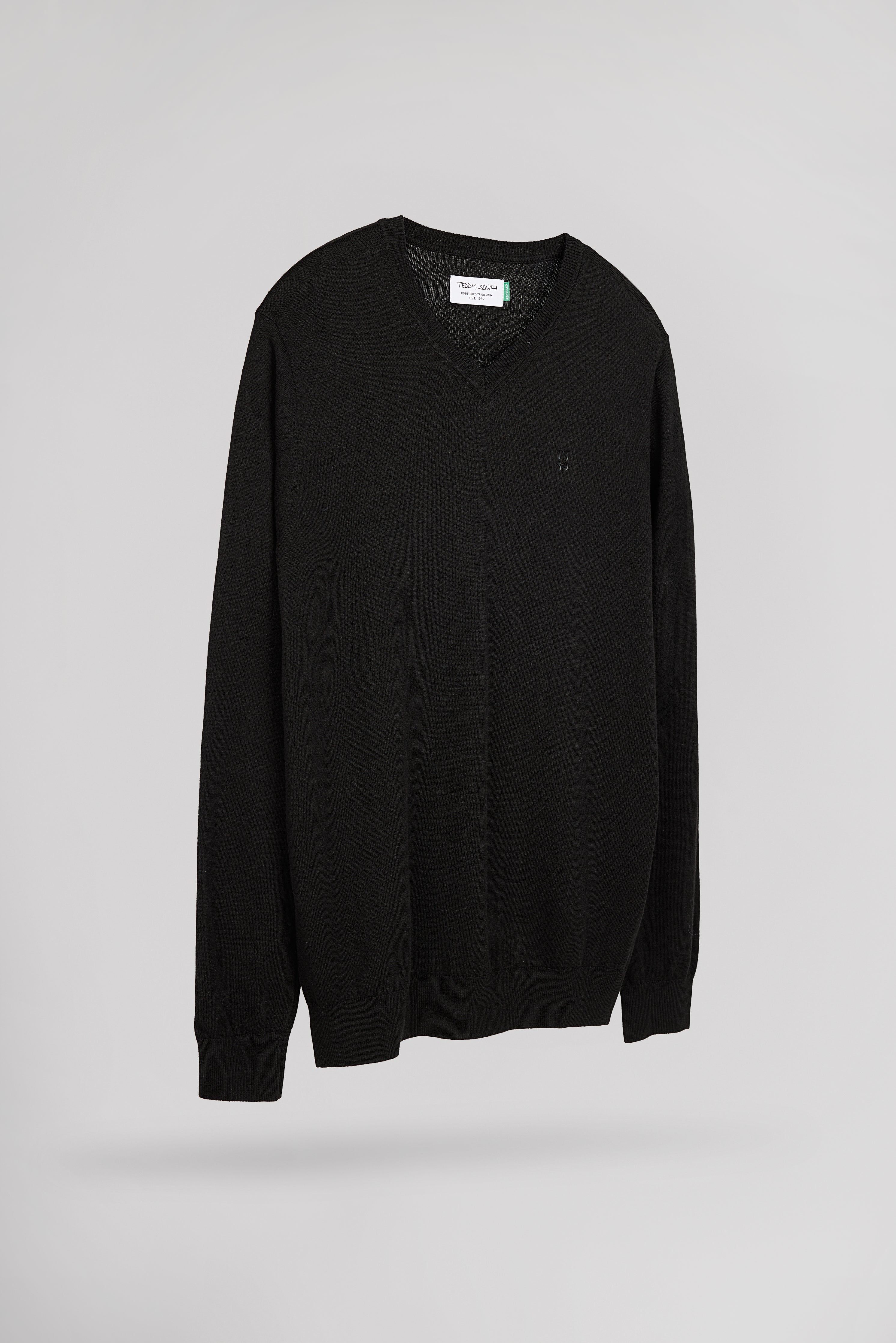 Teddy Smith P-Martin pull col V noir ajusté homme