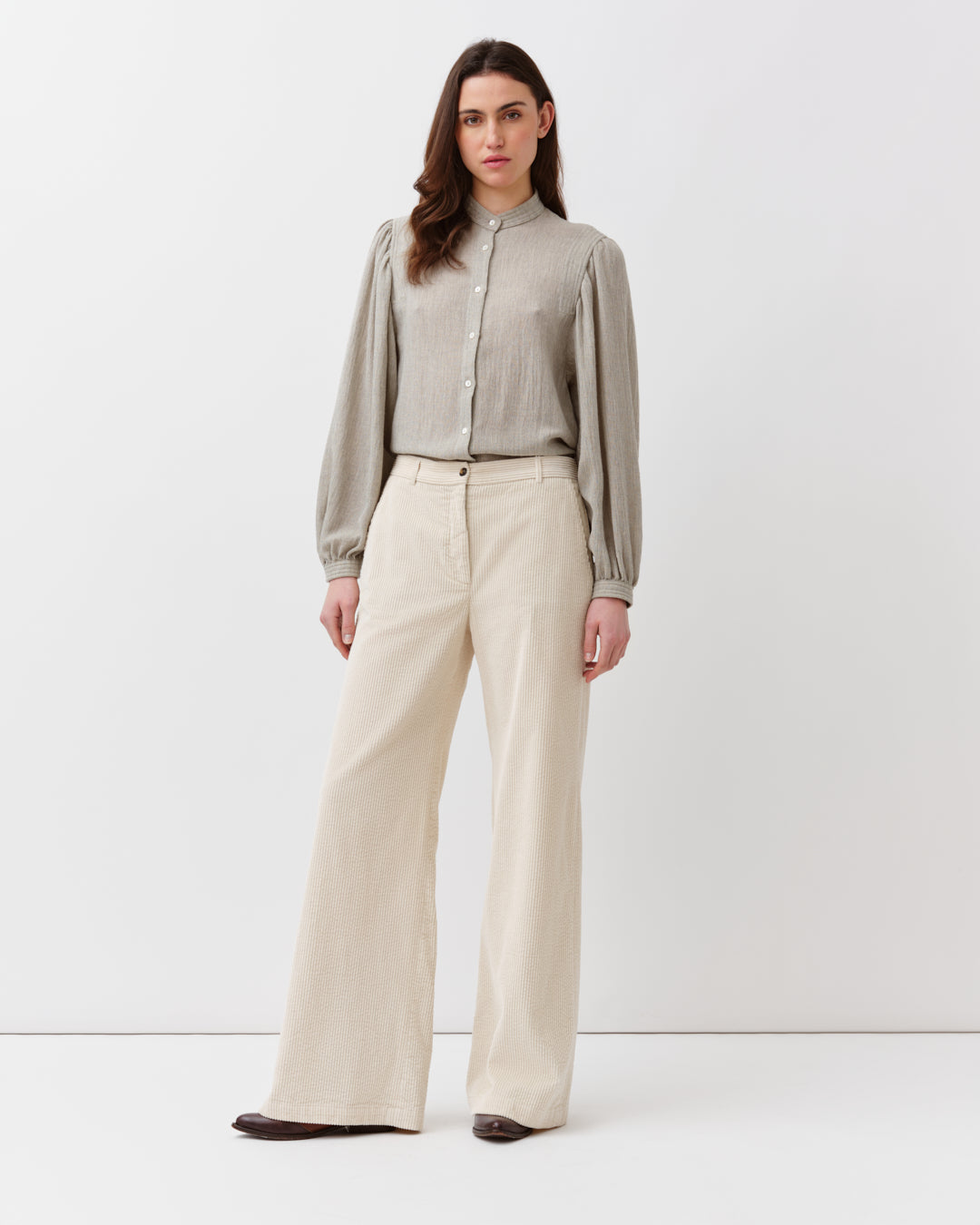 DIEGA PIEDRO pantalon écru velours coton