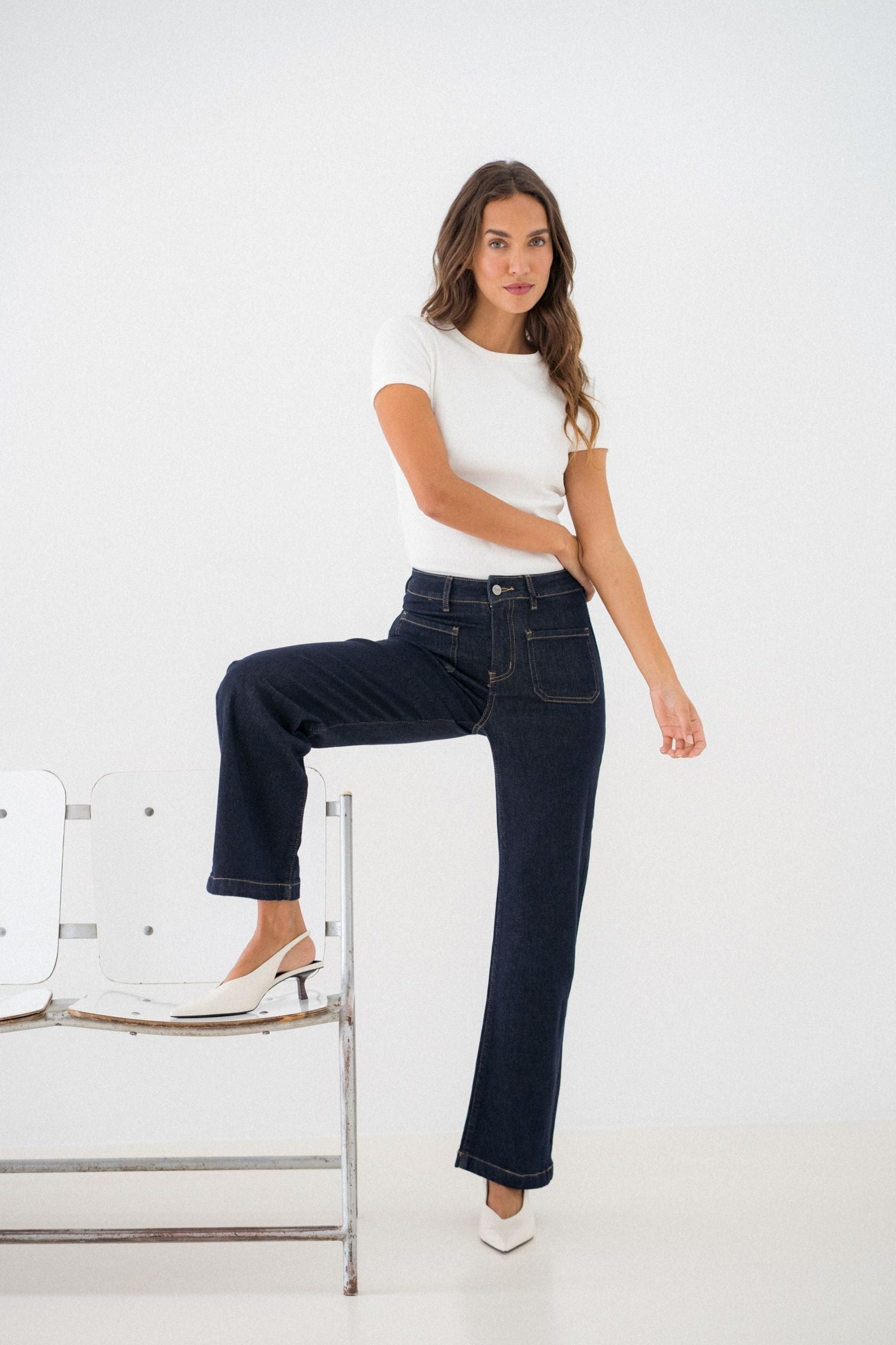 Maison Onado Bruna jean droit brut poches plaquées