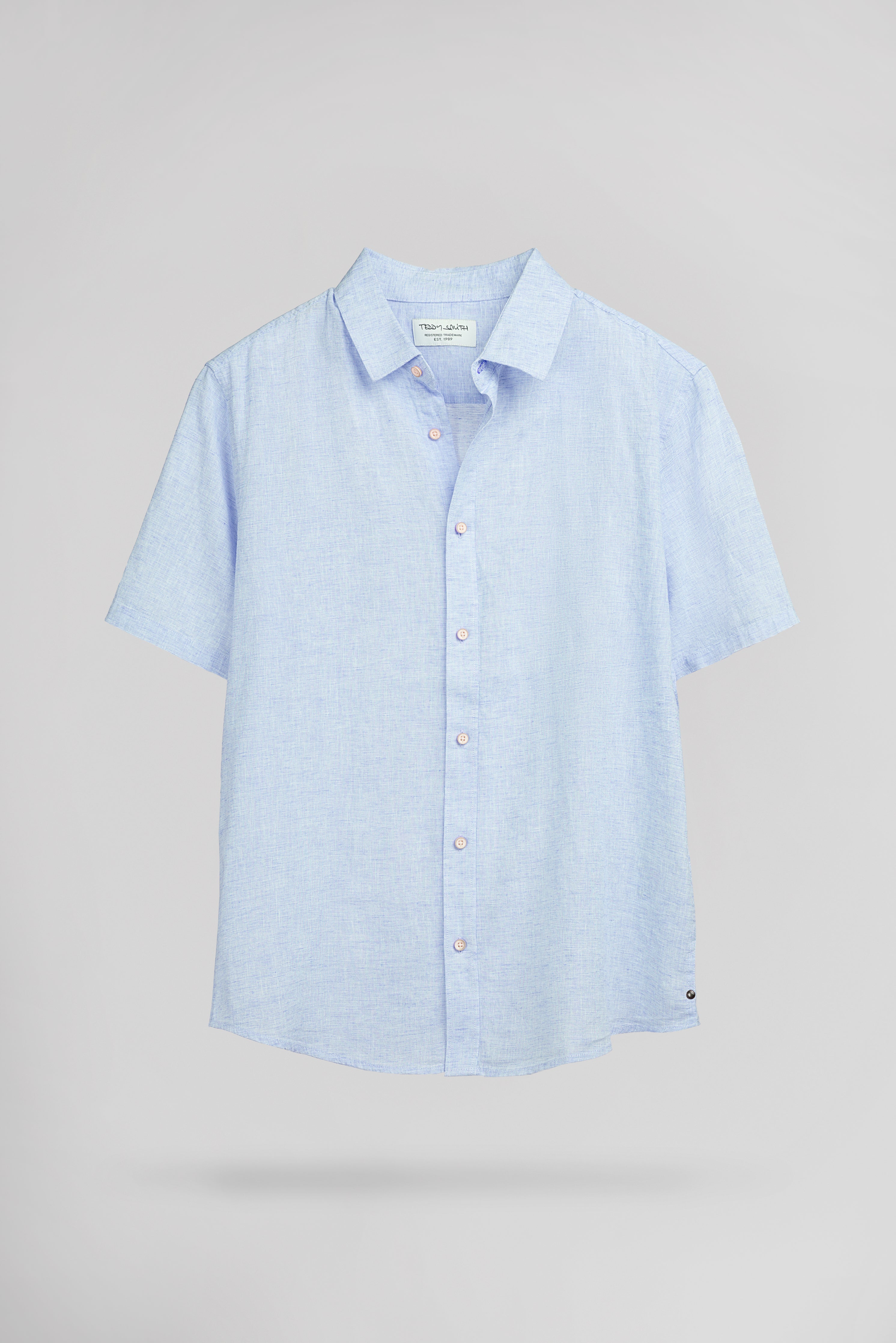 TEDDY SMITH C-PIETRO MC chemise bleu clair lin coton