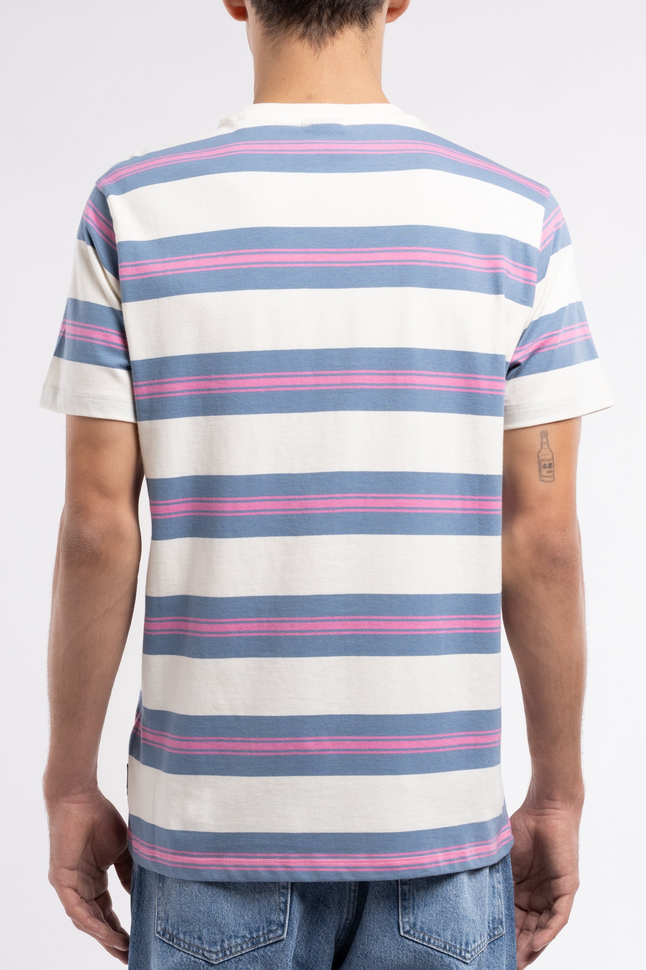 Teddy Smith T-Artus MC t-shirt rayé loose cream coton