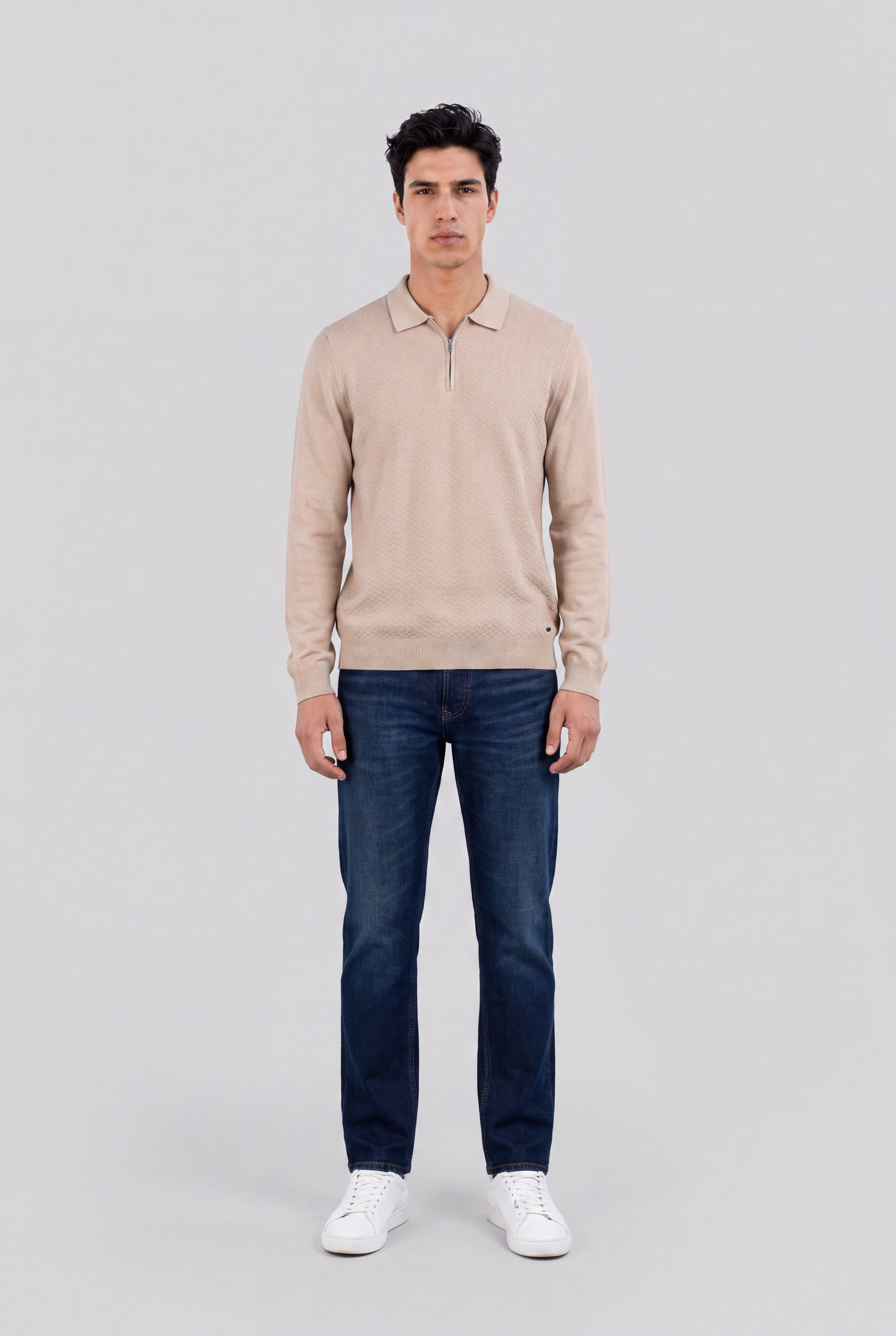 Teddy Smith P-Lynn polo manches longues beige lin coton