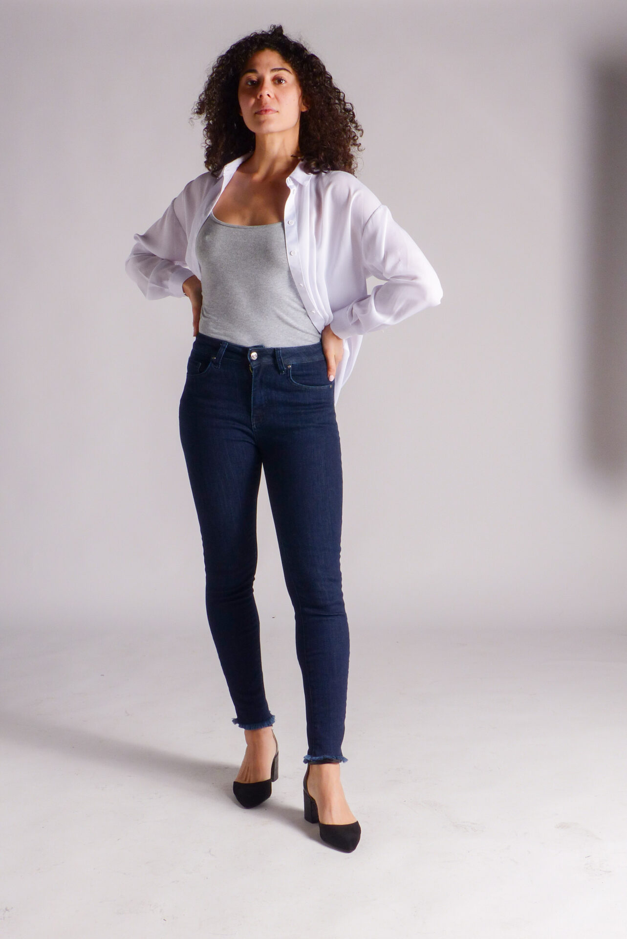 AA Spontané Skinny jean skinny bleu foncé effiloché stretch