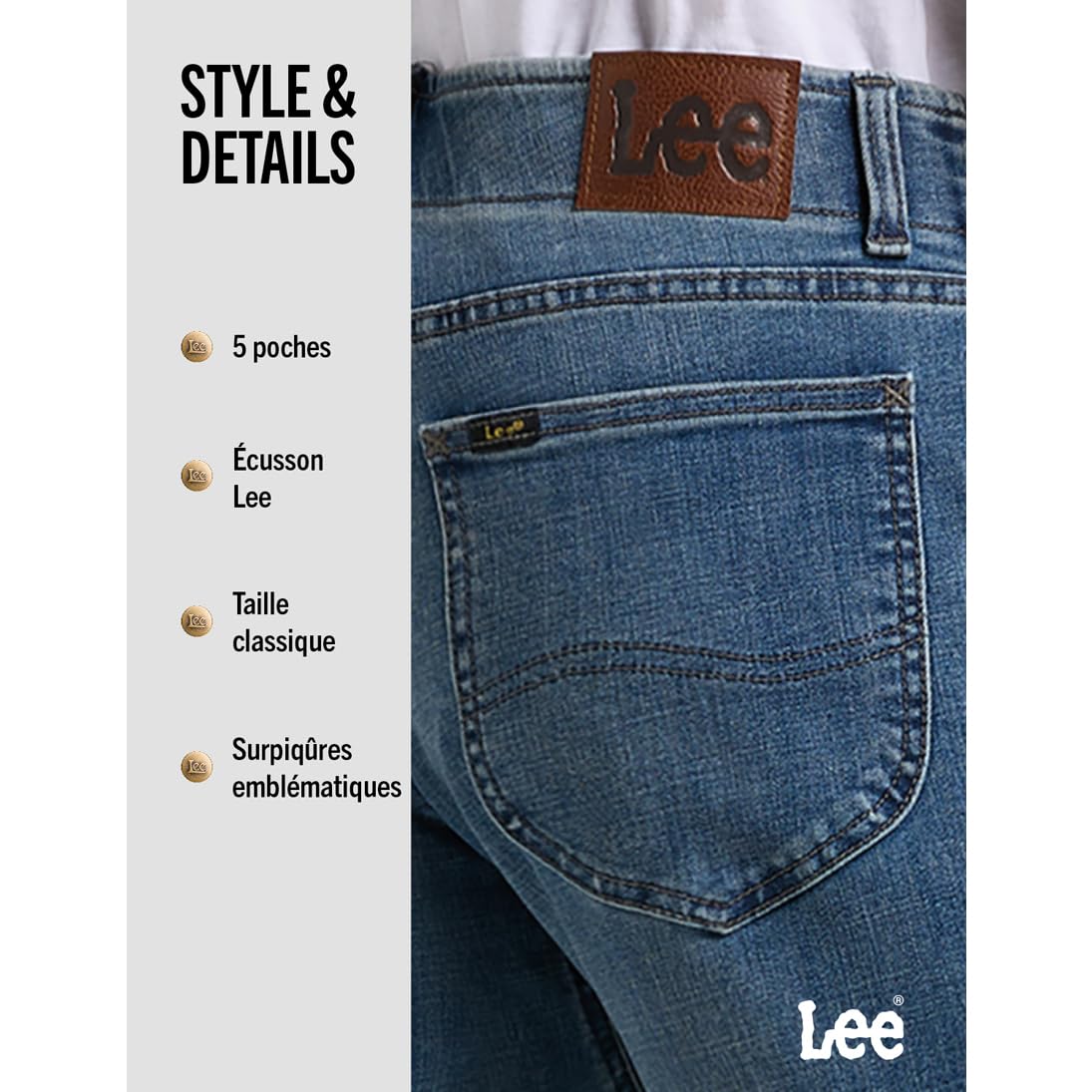 Lee MVP jean droit homme 42W/36L toile denim