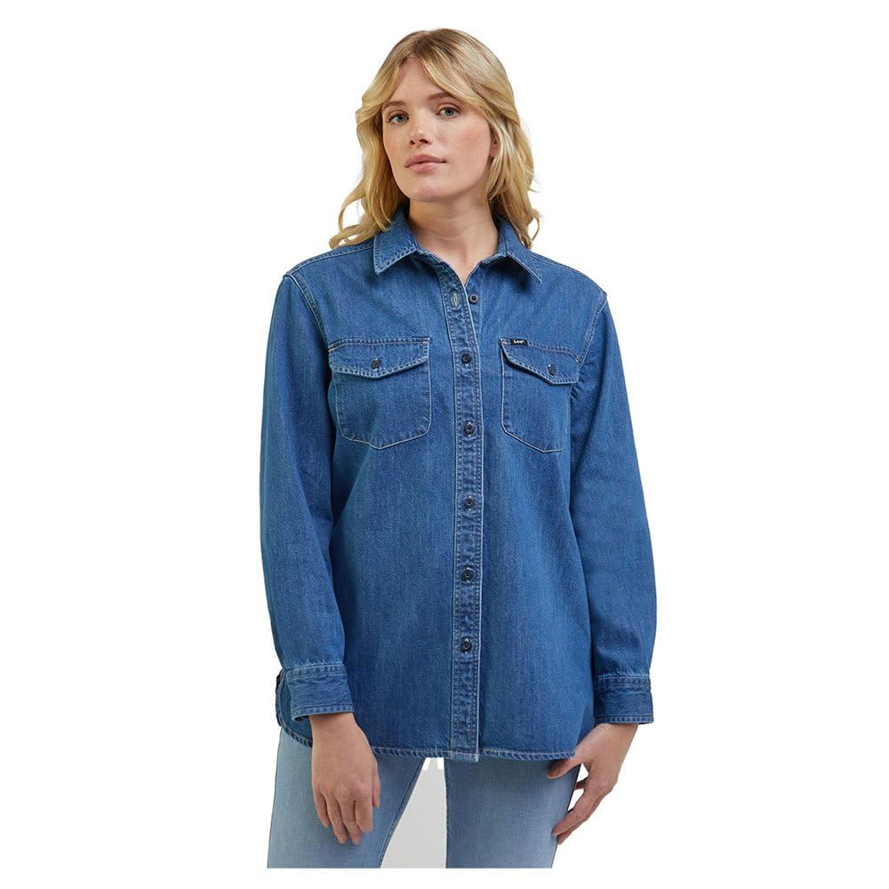 Lee Working West Chemise Femme XL bleu dusty navy