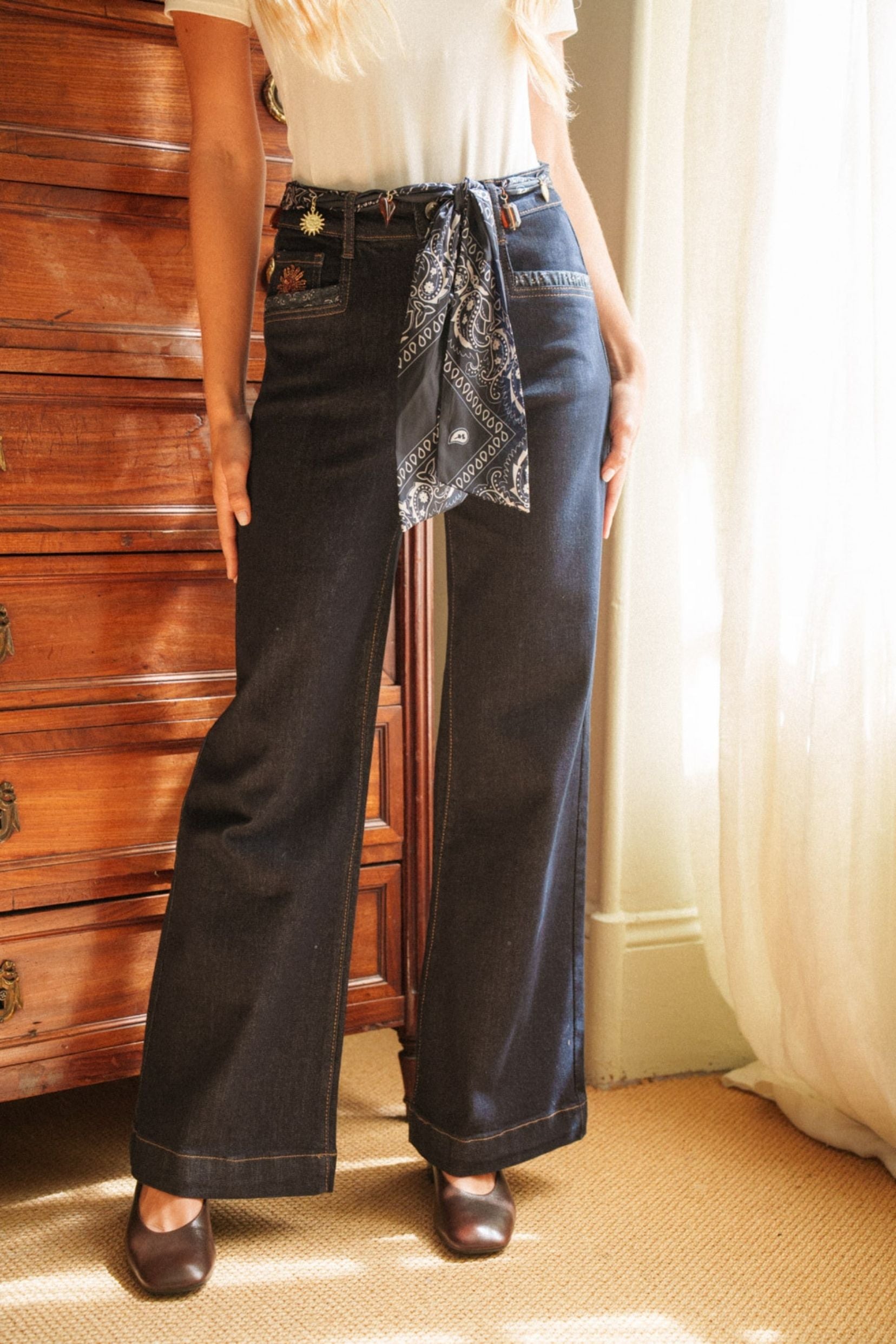 Maison Onado Luz jean wide bleu brut taille haute