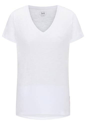 Lee V Neck Tee t-shirt femme blanc éclatant lin col V