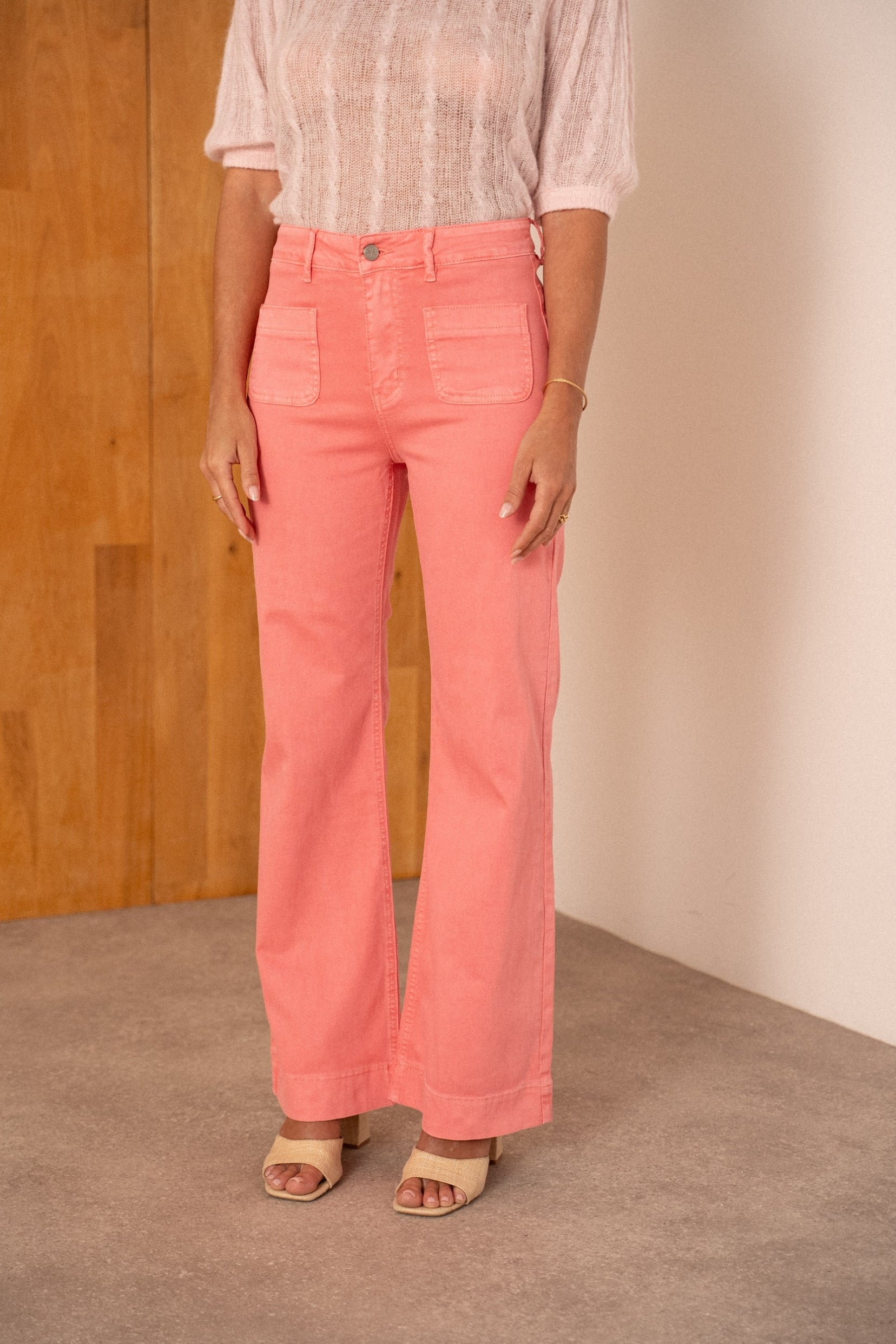 Maison Onado Filina jean flare corail coton stretch