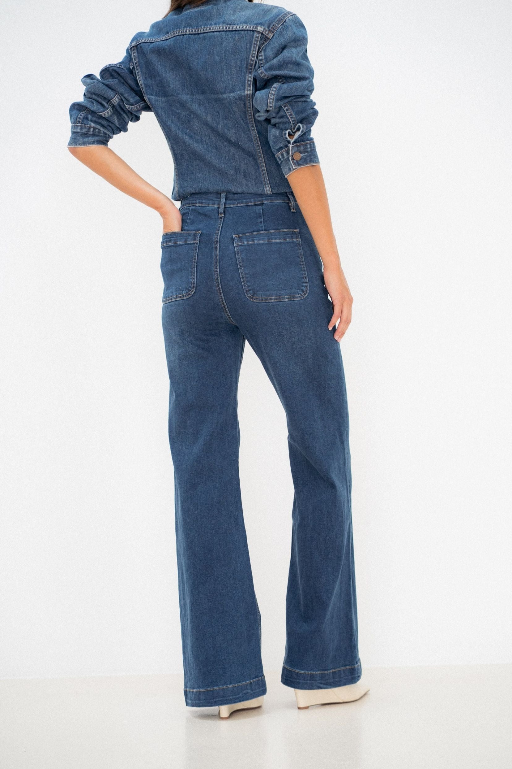 Maison Onado Roxane jean wide bleu délavé poches