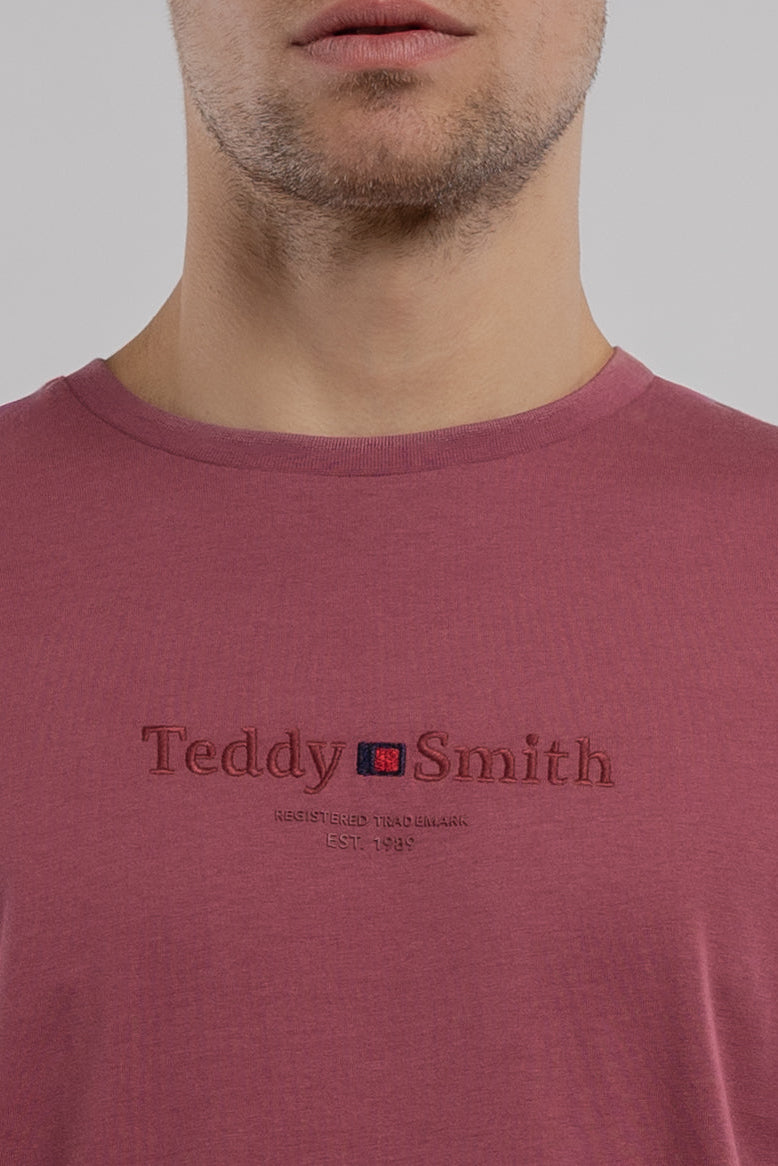 Teddy Smith T-Jim MC t-shirt framboise foncé homme col rond