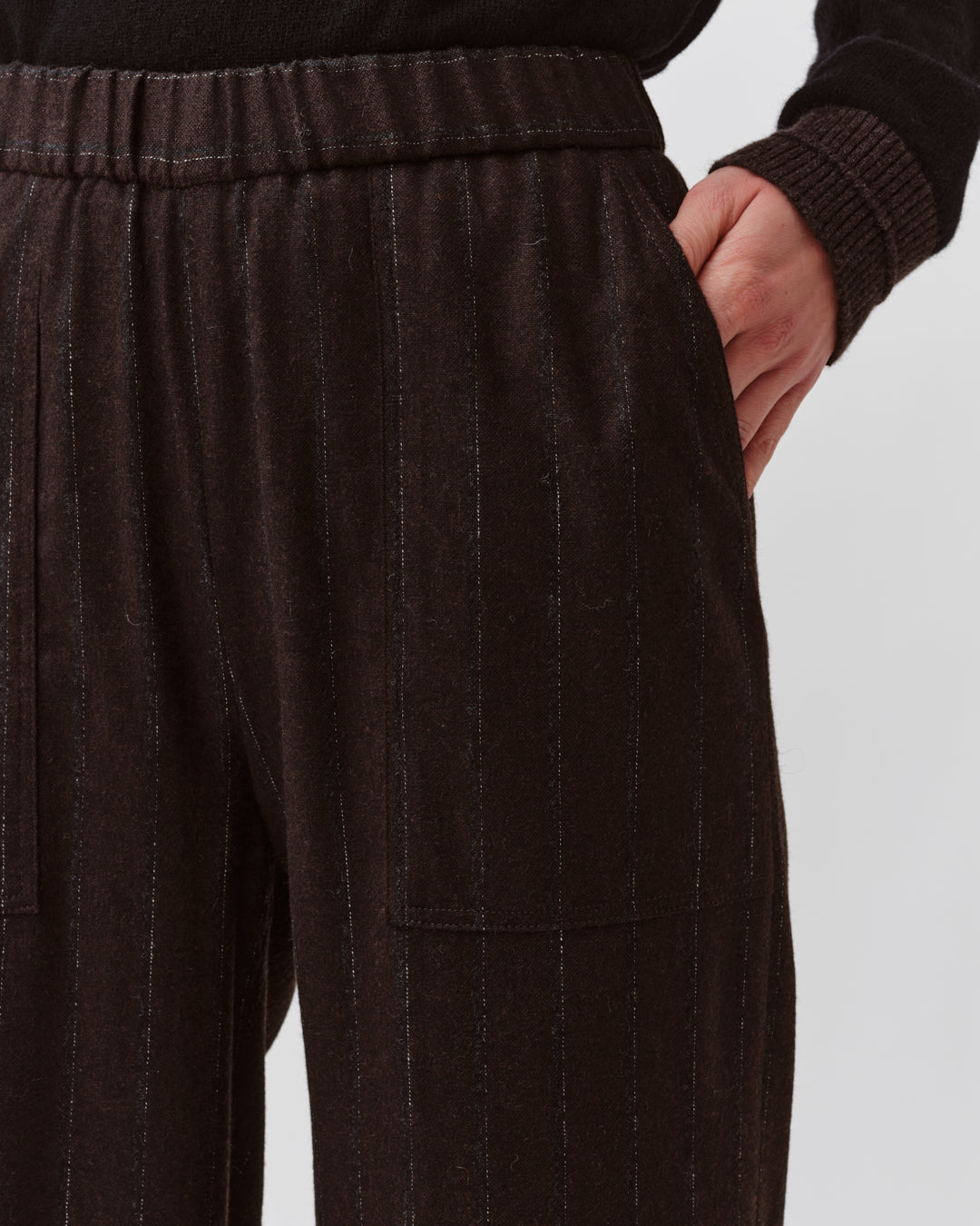 DIEGA PERILLO pantalon chocolat gris large rayé