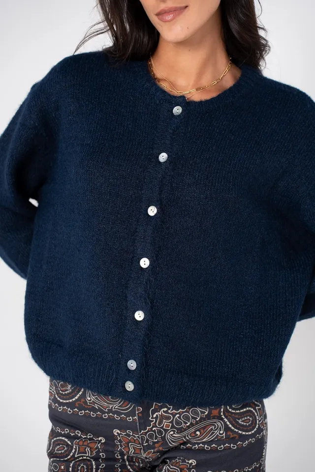 Maison Onado Elise gilet maille bleu marine