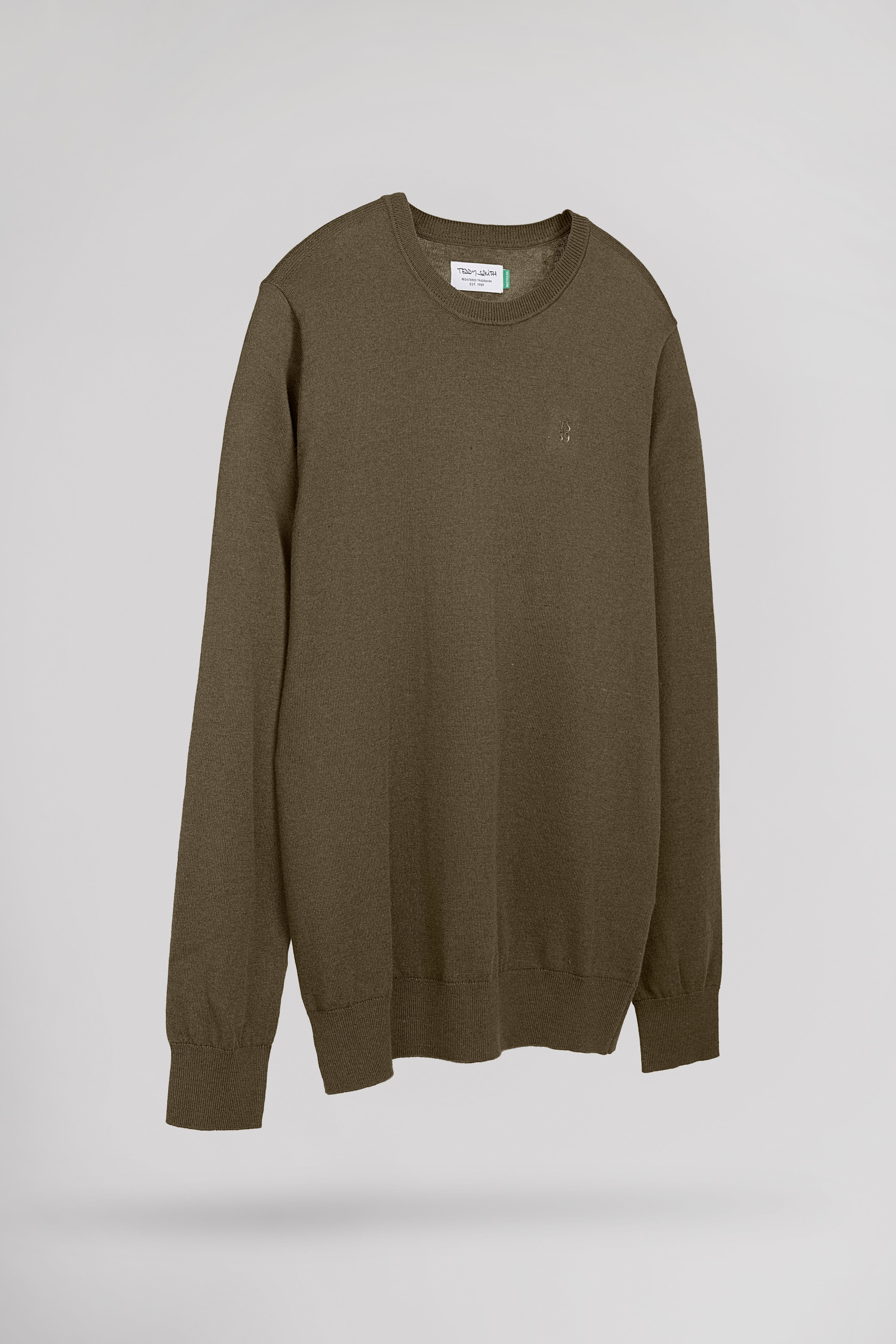 Teddy Smith P-Martino pull col rond kaki homme ajusté