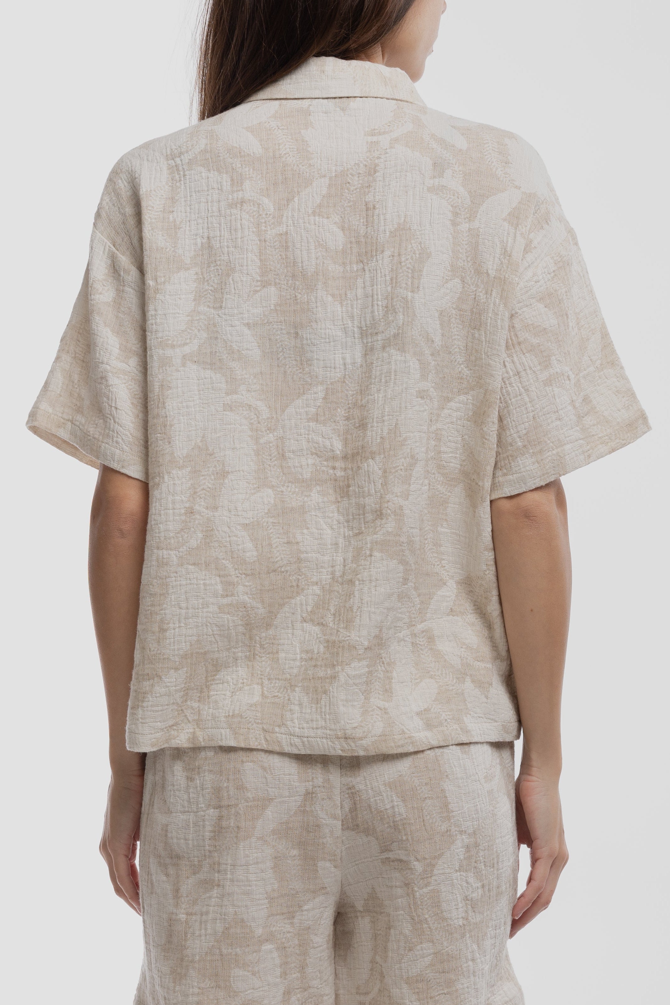 Teddy Smith C-Floral chemise grege lin manches courtes