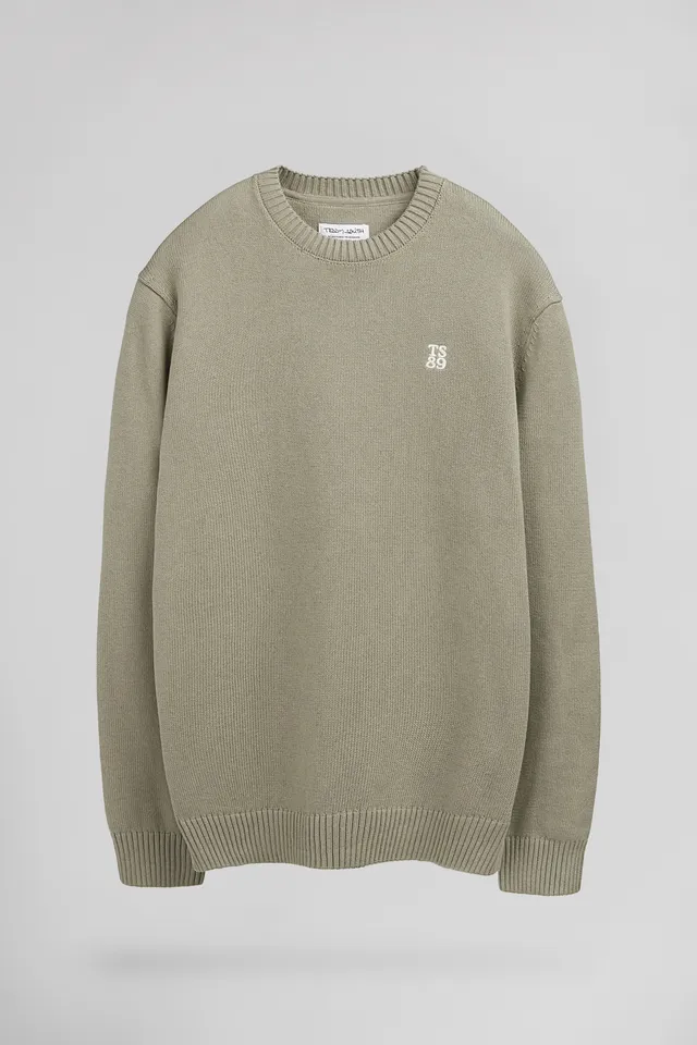Teddy Smith P-Jimmy pull coton col rond bleach kaki