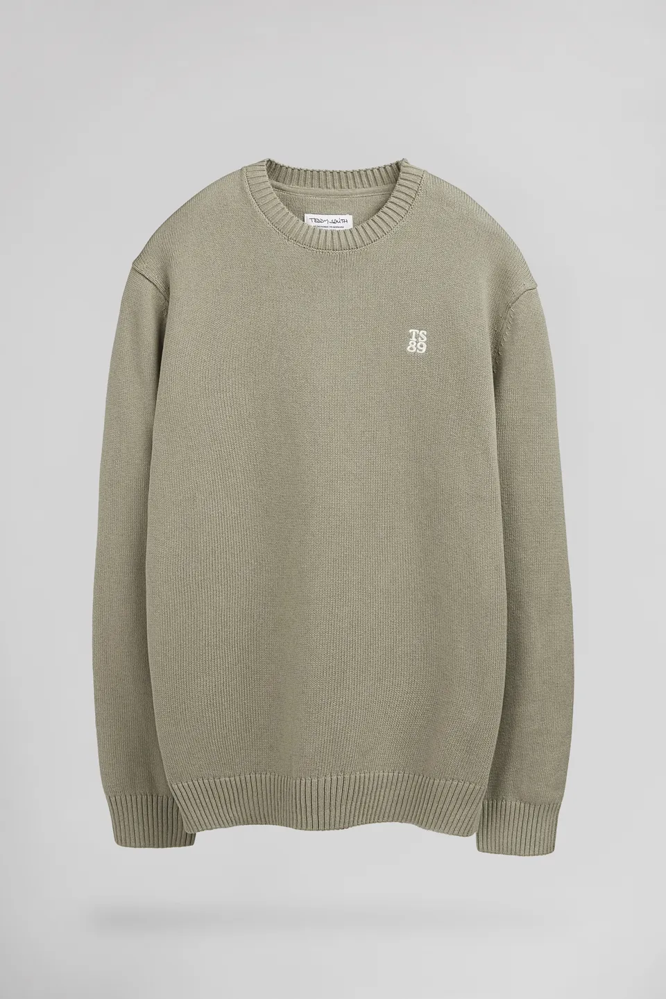 Teddy Smith P-Jimmy pull coton col rond bleach kaki