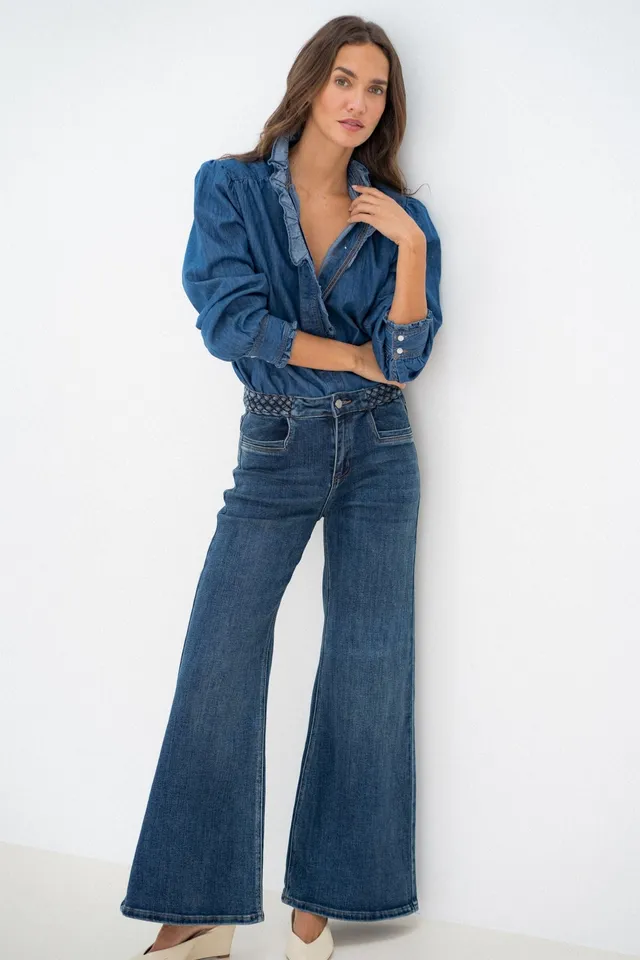 Maison Onado Lorence jean flare bleu délavé