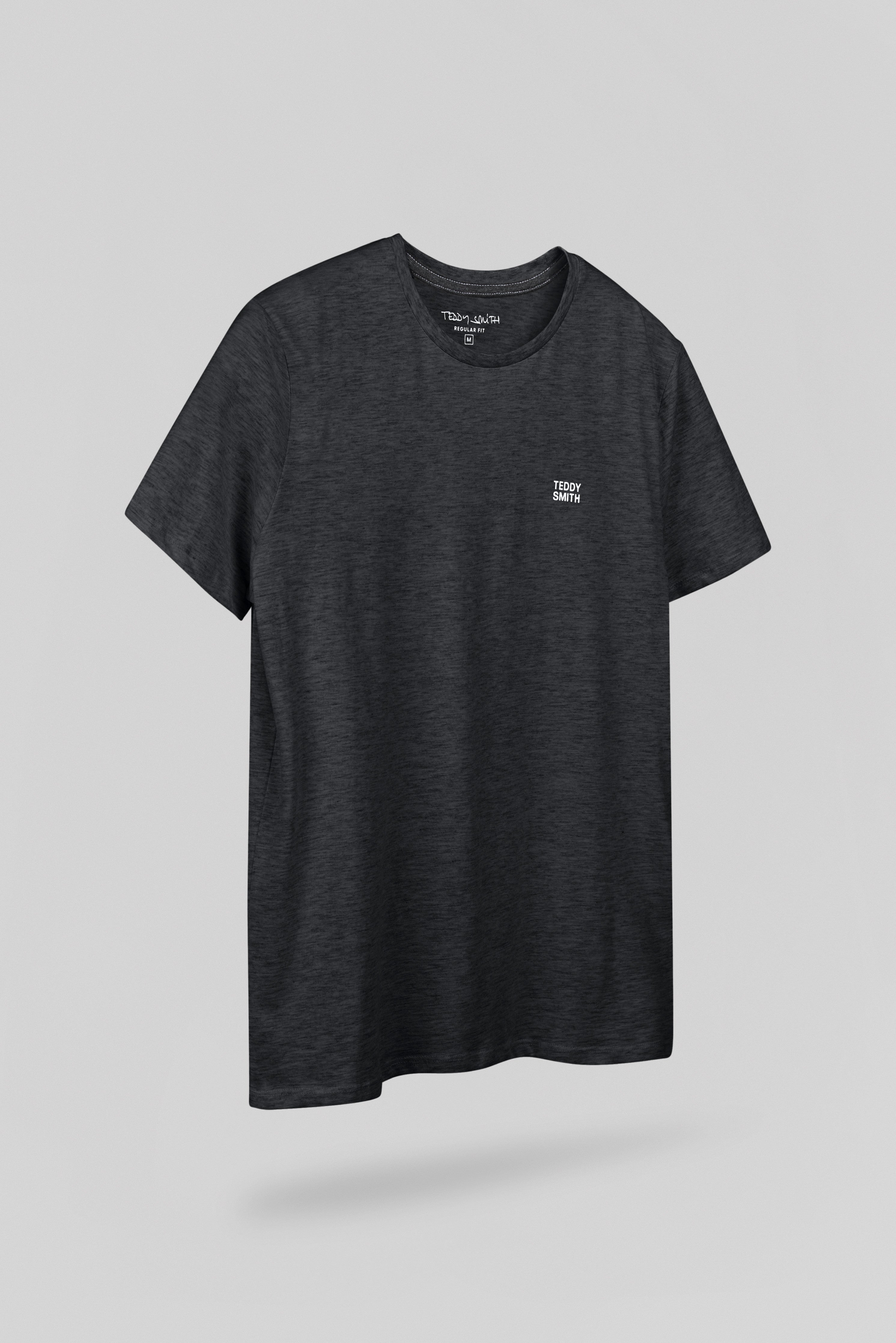 Teddy Smith The Tee 1 t-shirt mélange noir blanc chiné