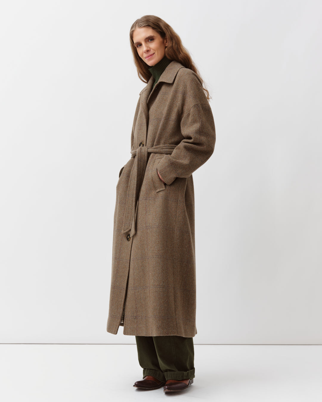 Diega Mingo manteau camel aqua prune ceinturé