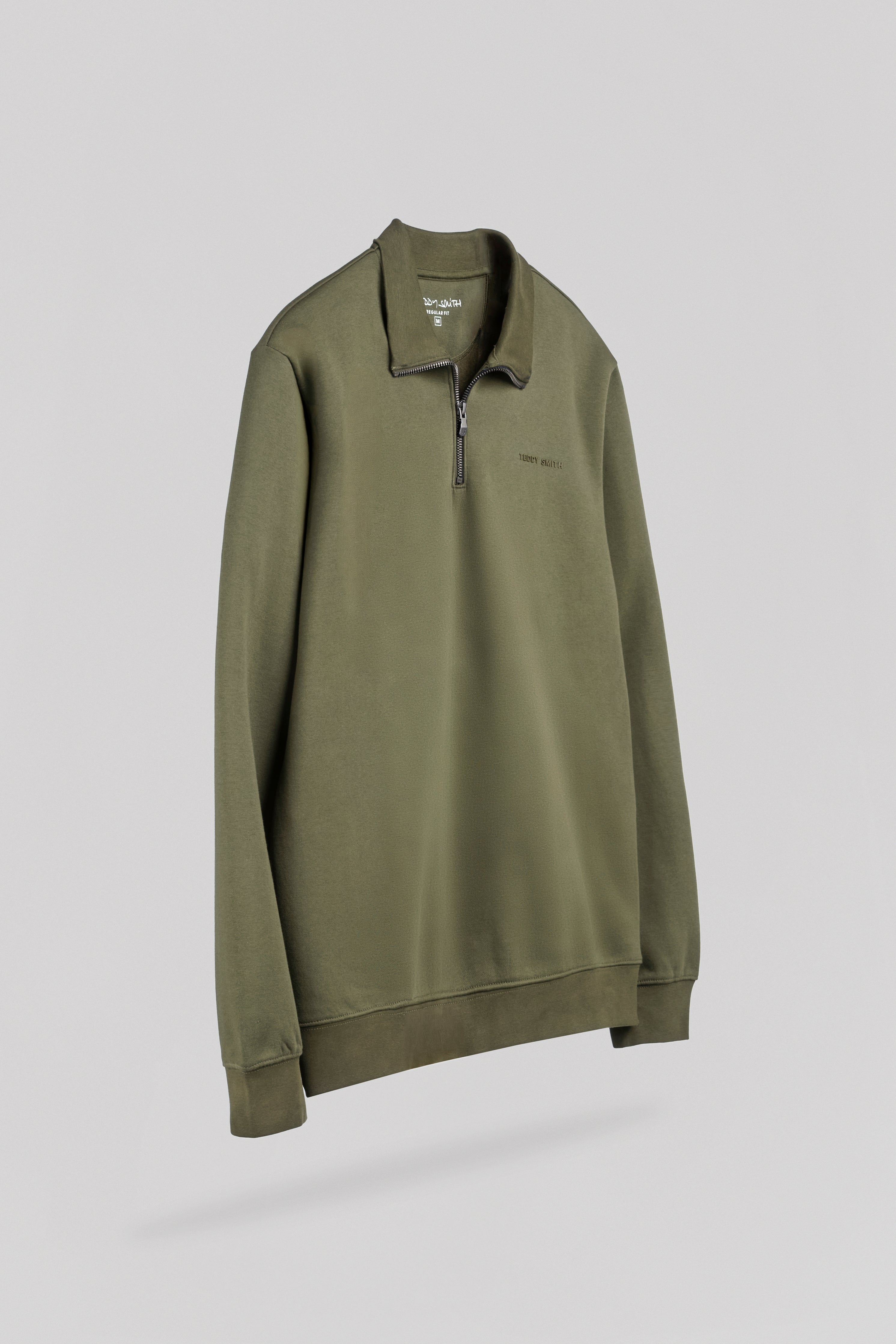 Teddy Smith S-Loan Dusty Kaki sweat col zippé homme