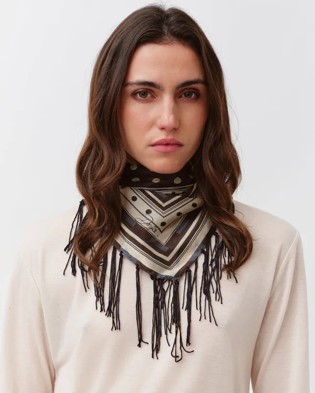 Diega Fareo foulard noir marine TU à franges