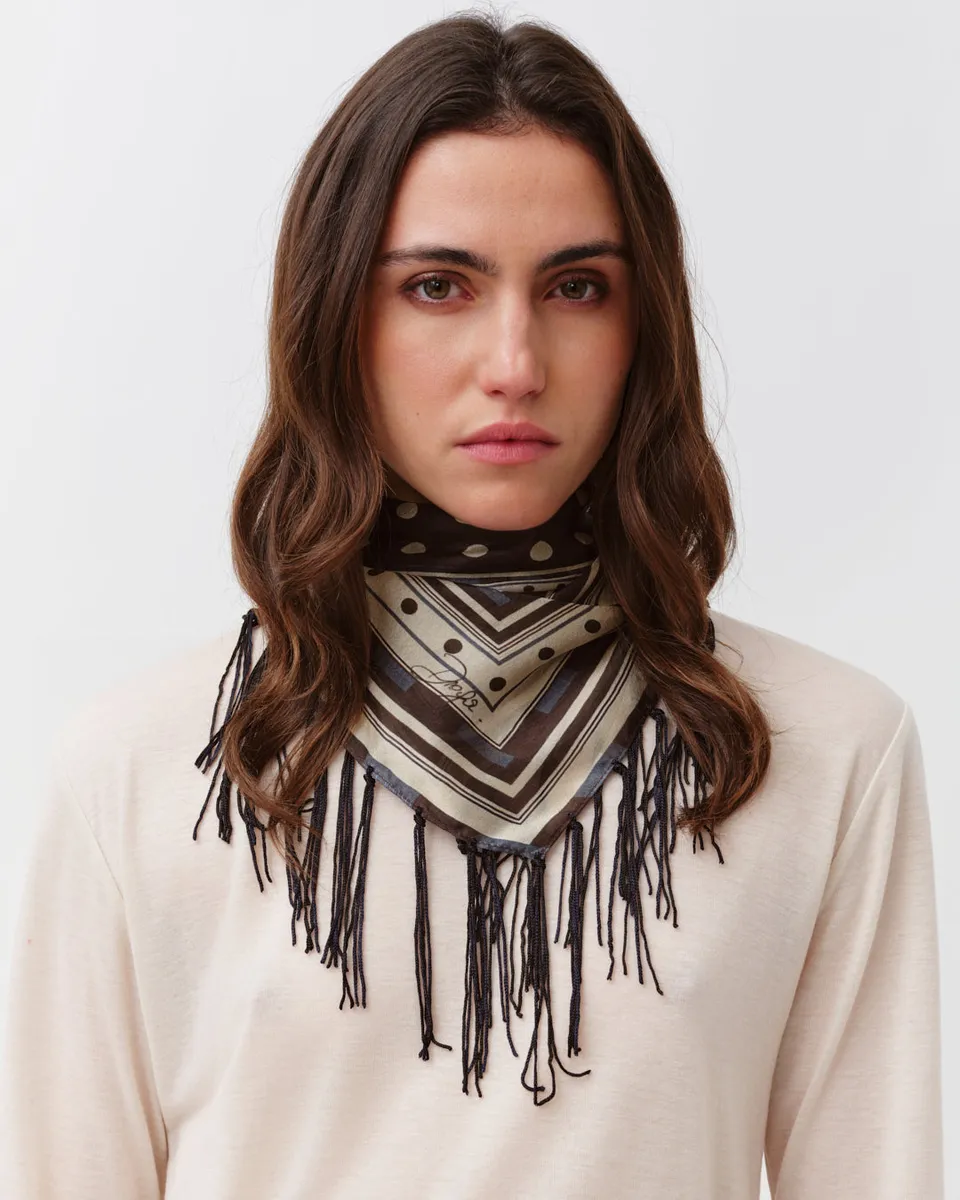 Diega Fareo foulard noir marine TU à franges