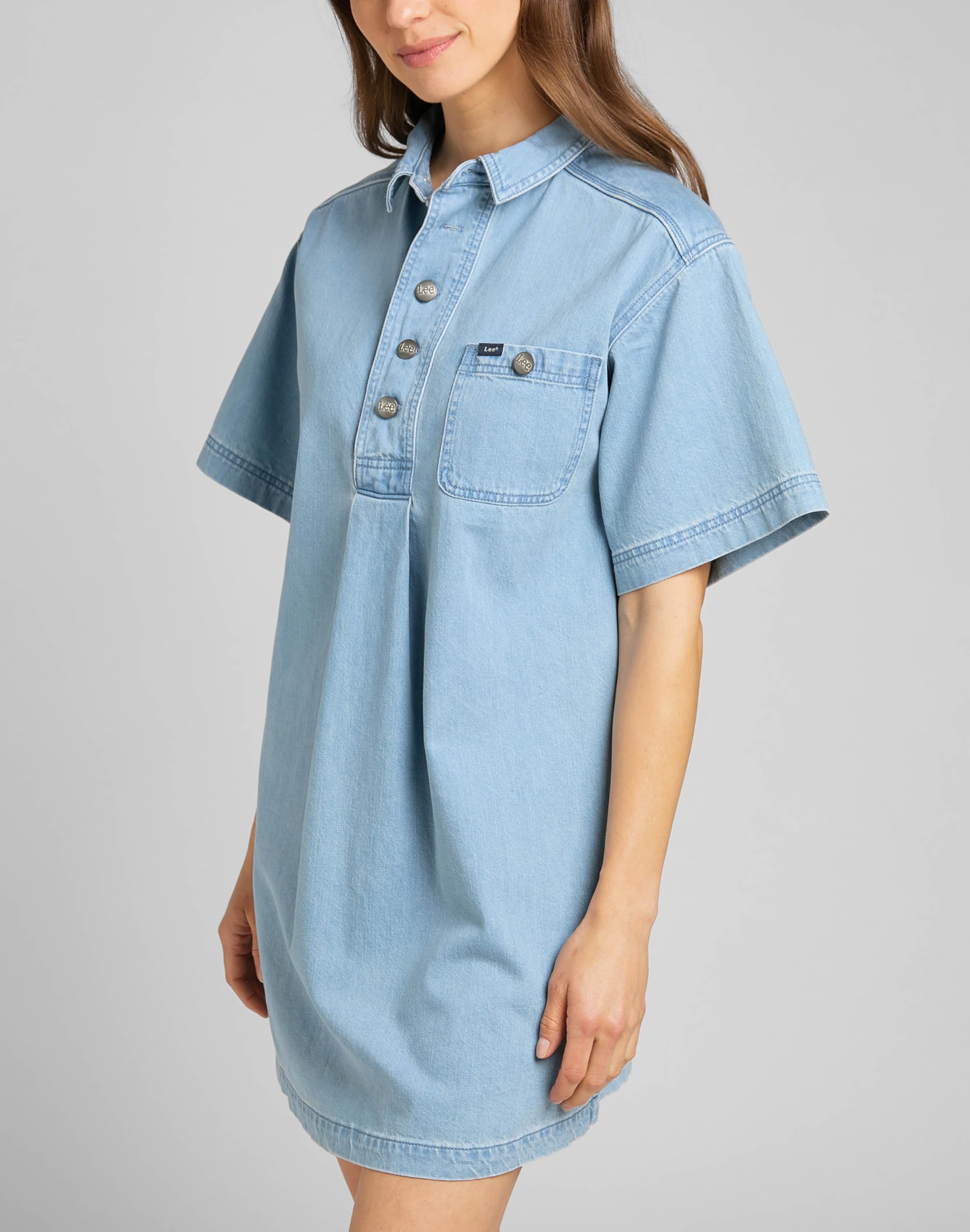 Lee Easy robe denim femme M bleu clair boutonnée