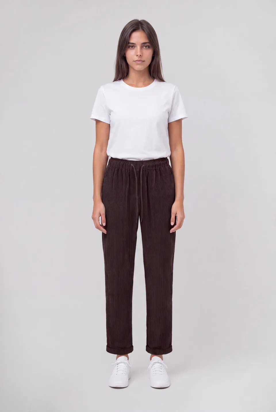 Teddy Smith Velours pantalon velours marron foncé femme