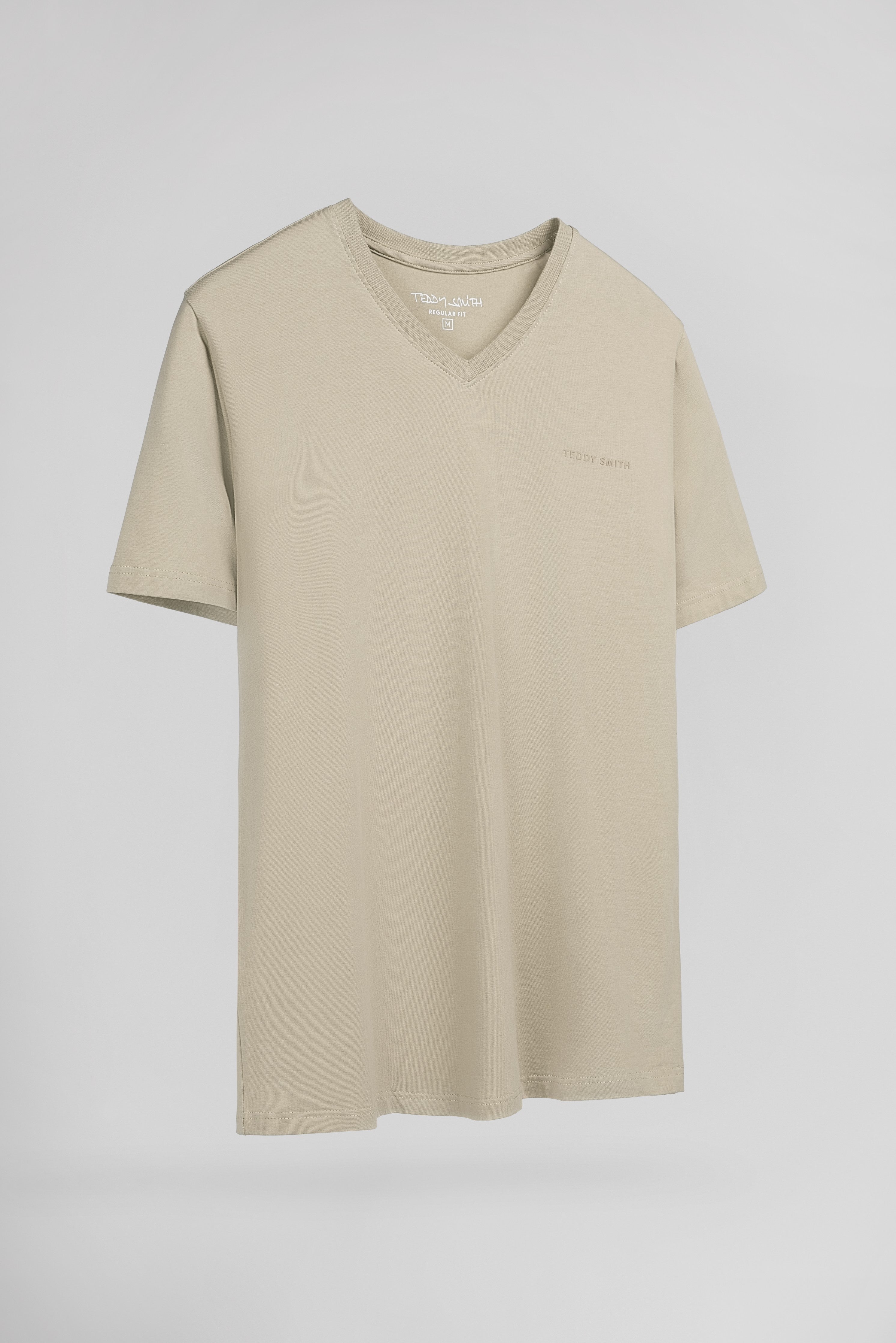 Teddy Smith Tawax 2 MC t-shirt col V soft grège coton