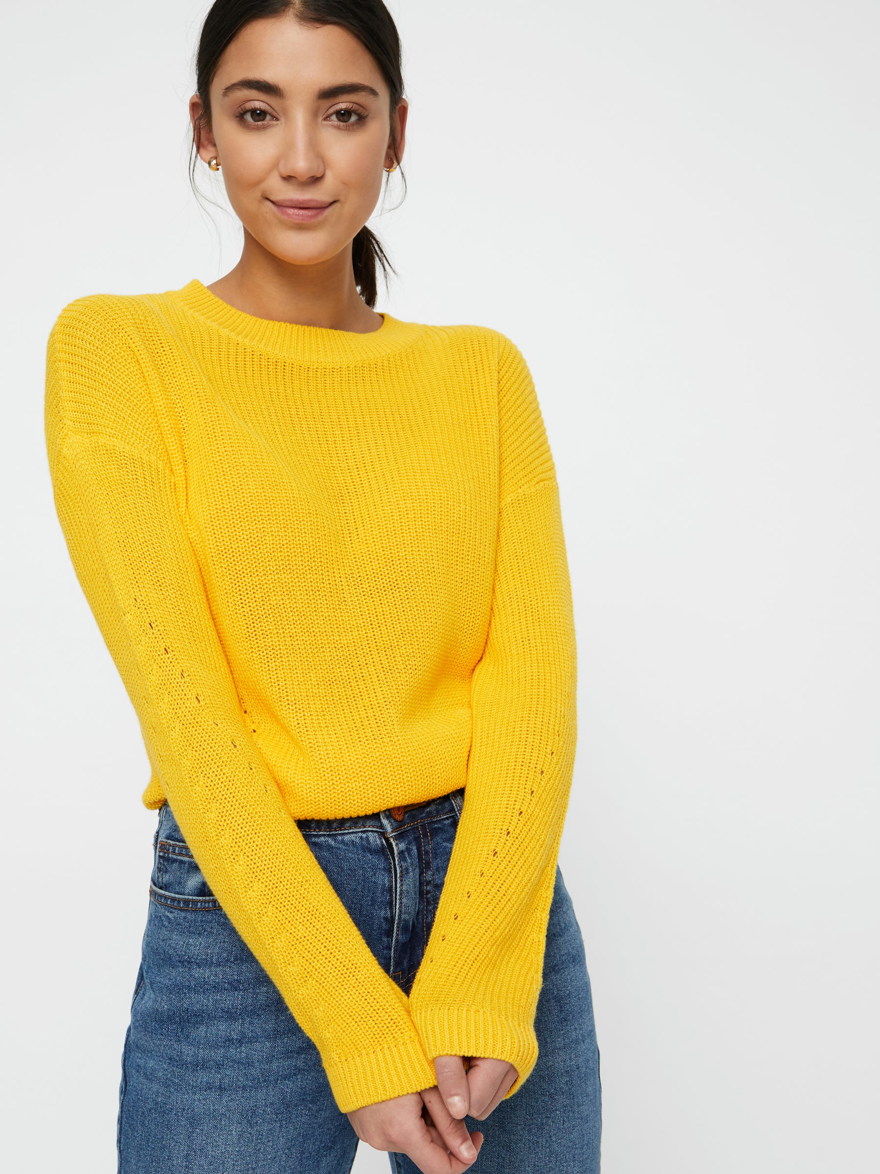 Noisy May pull en maille manches longues col rond loose