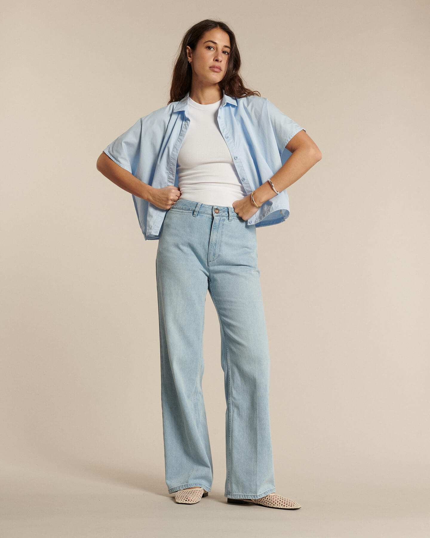 Labdip Swann IN 00 jean large taille haute bleu clair
